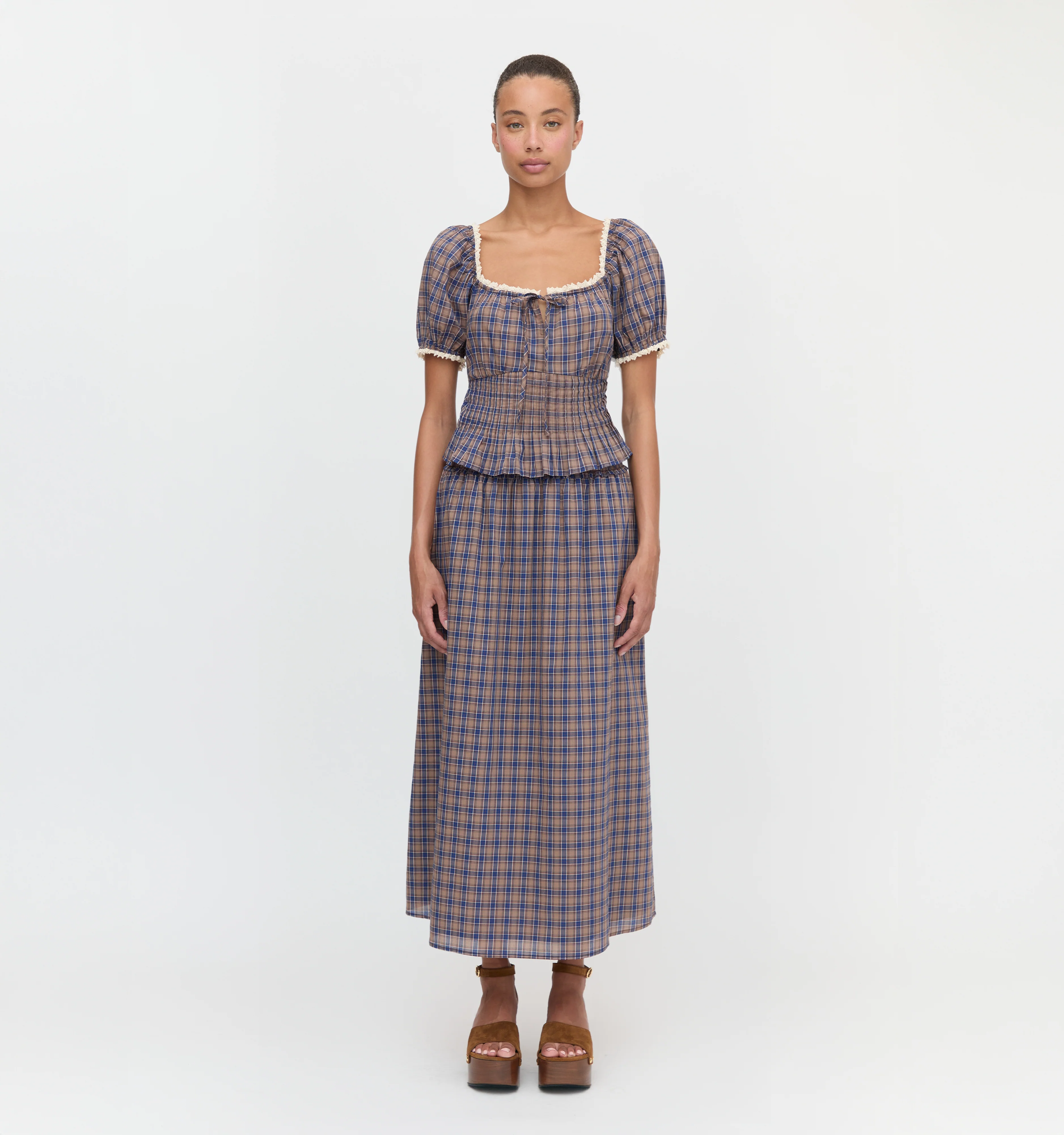 The Paulina Top - Brown Spencer Plaid - Image 4
