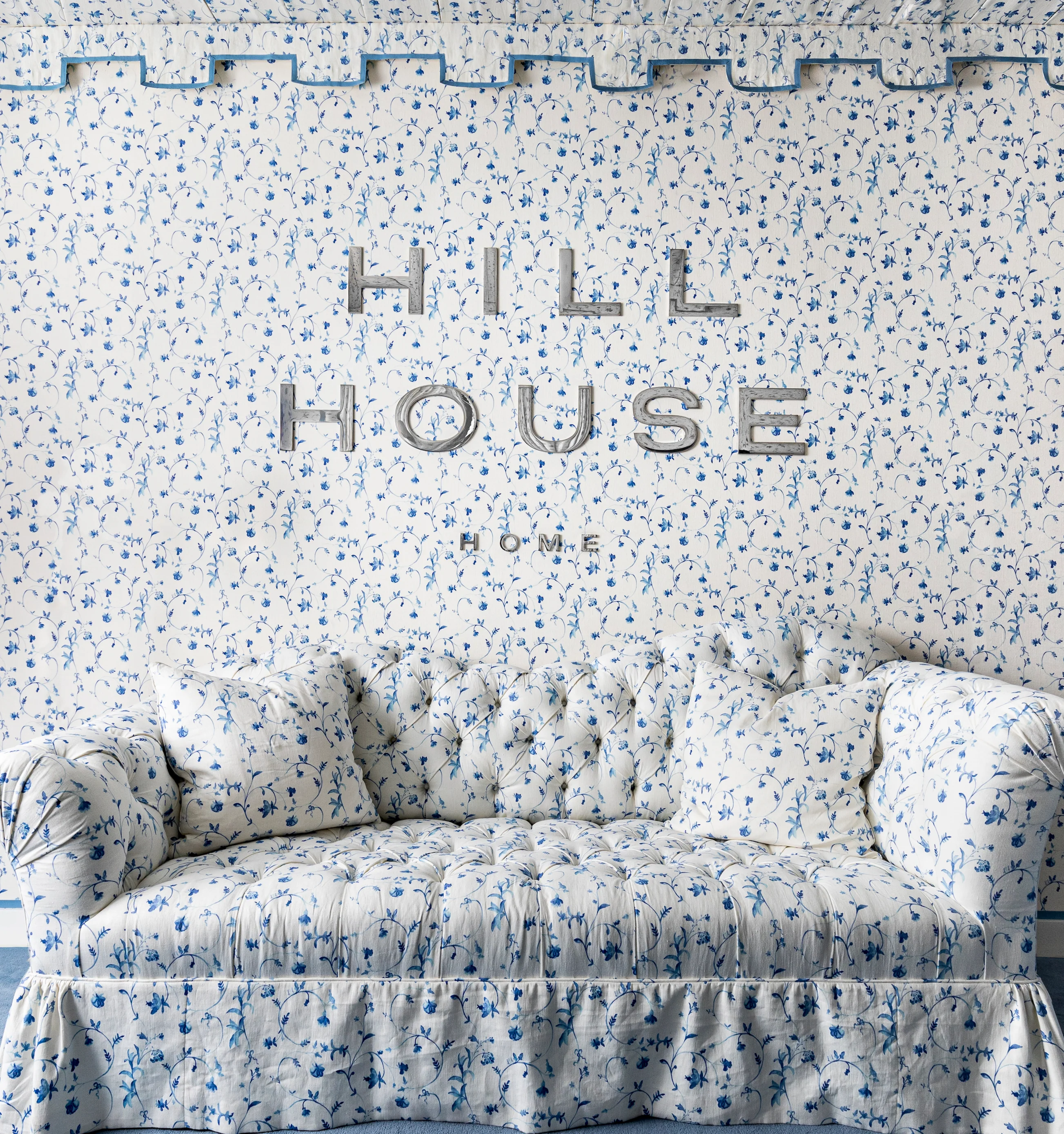 The Perry Lumbar Throw Pillowcase - Blue Botanical - Image 3