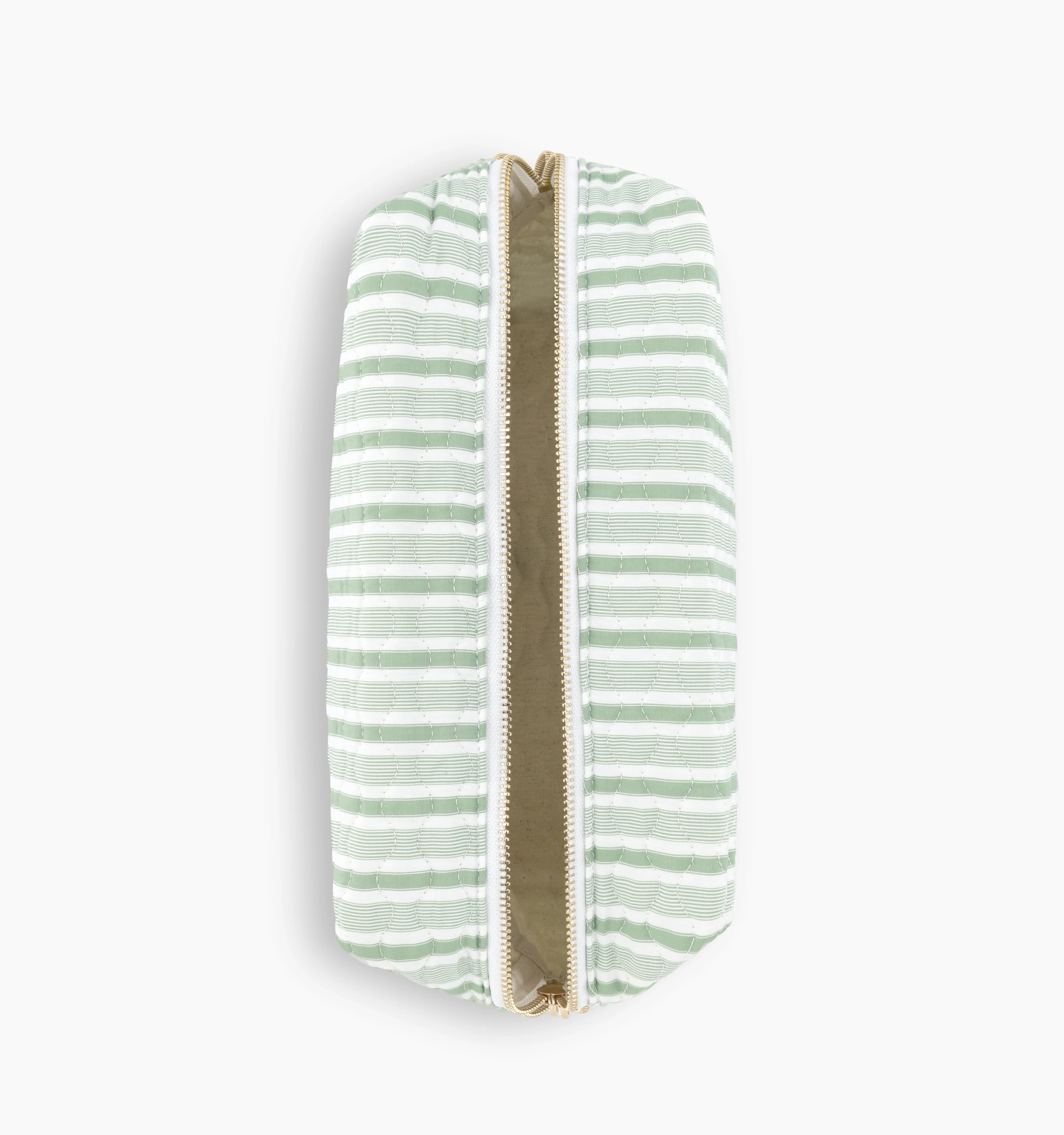 The Quilted Cosmetic Bag - Apple Green Stripe - Image 2