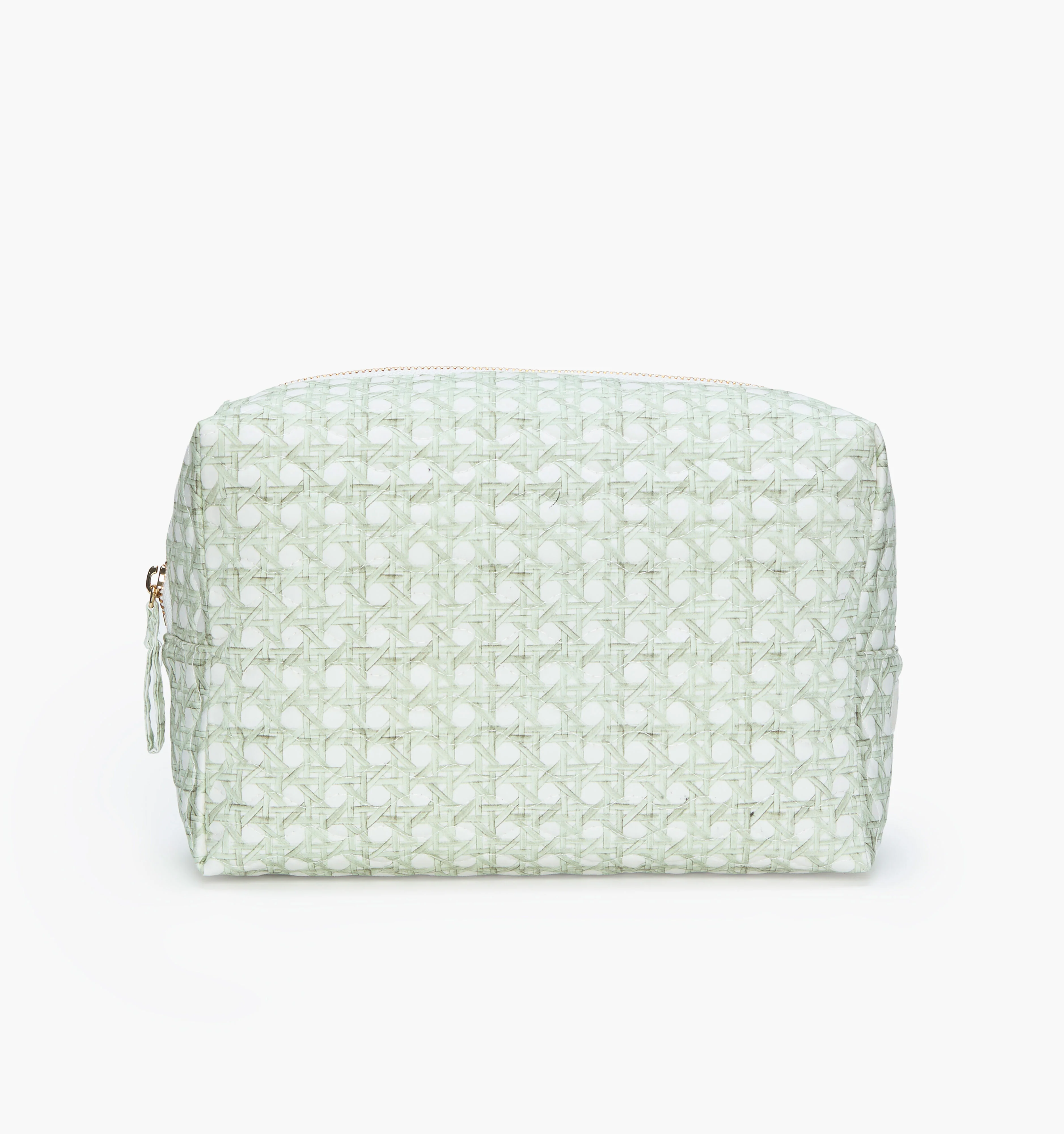 The Quilted Cosmetic Bag - Green Basketweave
