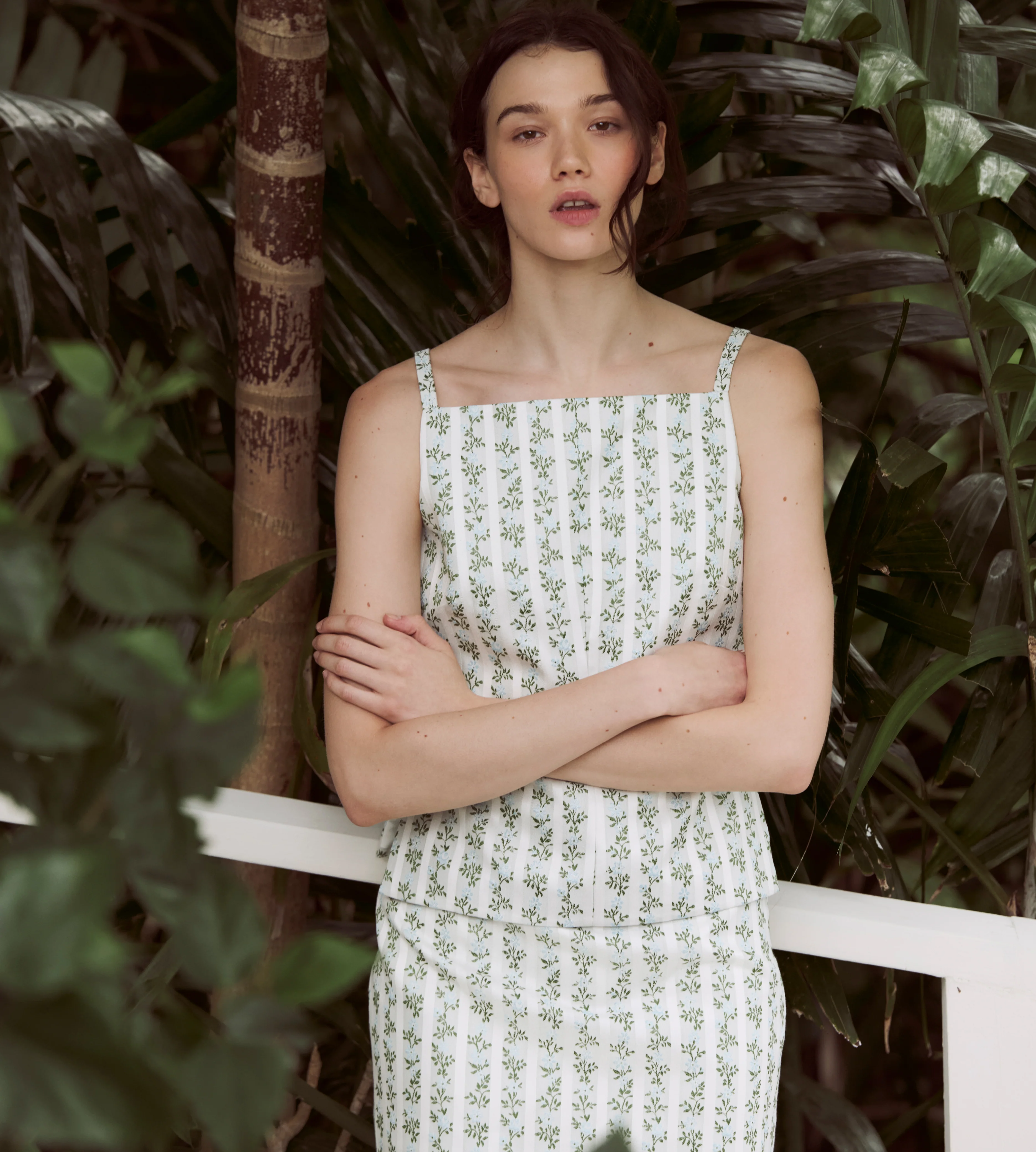 The Racquel Top - Brocade Vine Stripe - Image 2