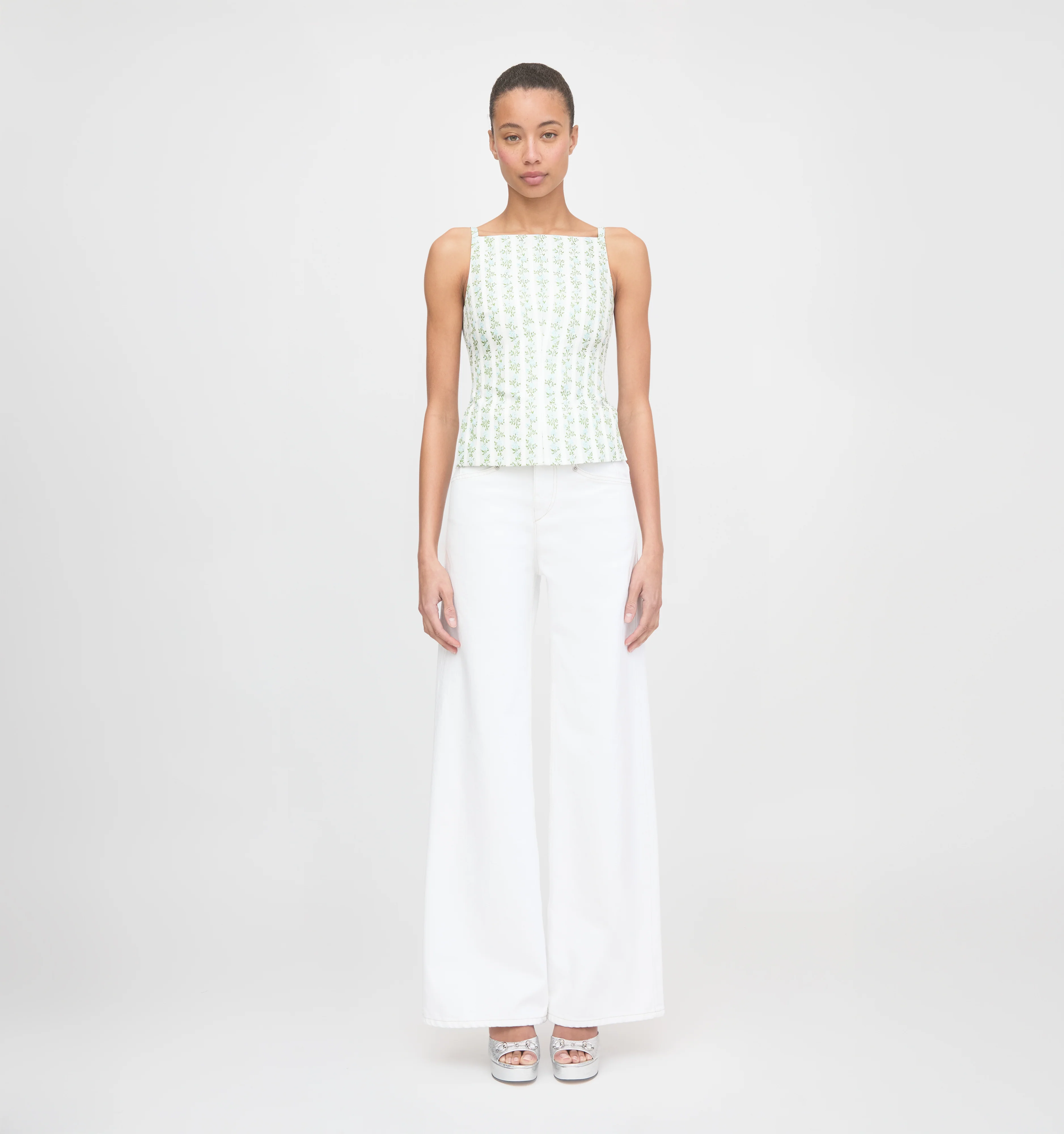 The Racquel Top - Brocade Vine Stripe - Image 3