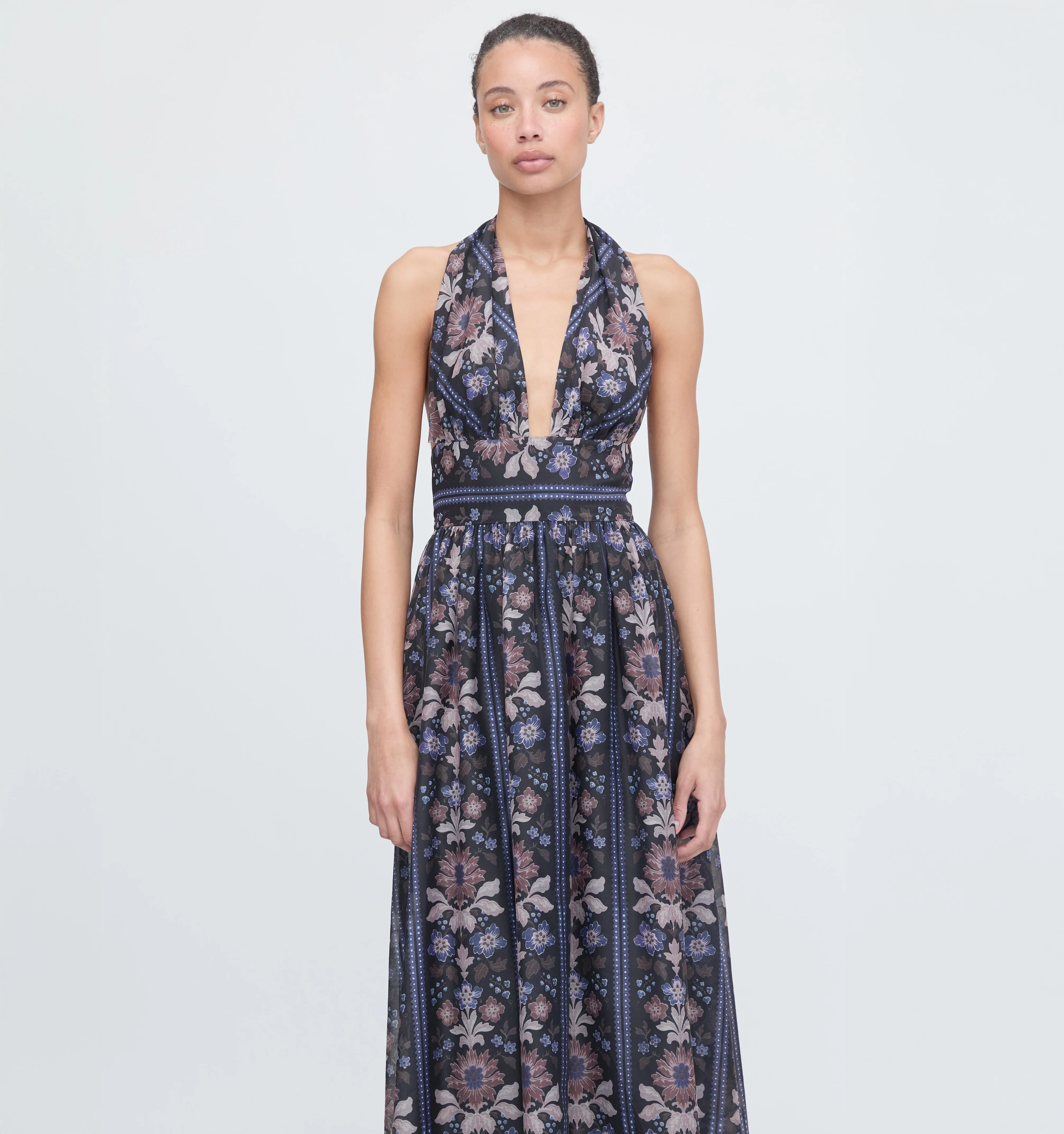 The Renee Dress - Black Floral Block Stripe - Image 4