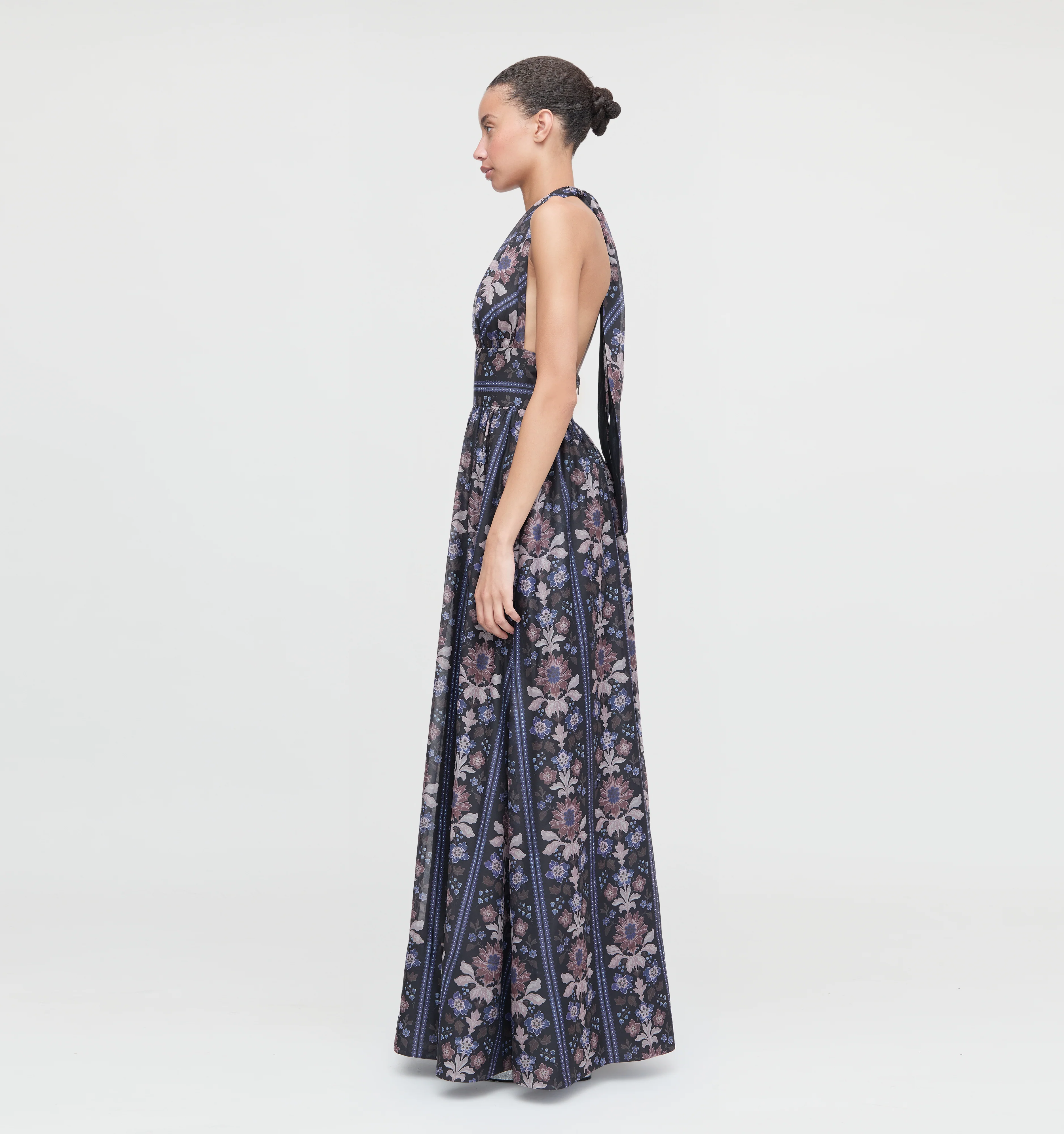 The Renee Dress - Black Floral Block Stripe - Image 5