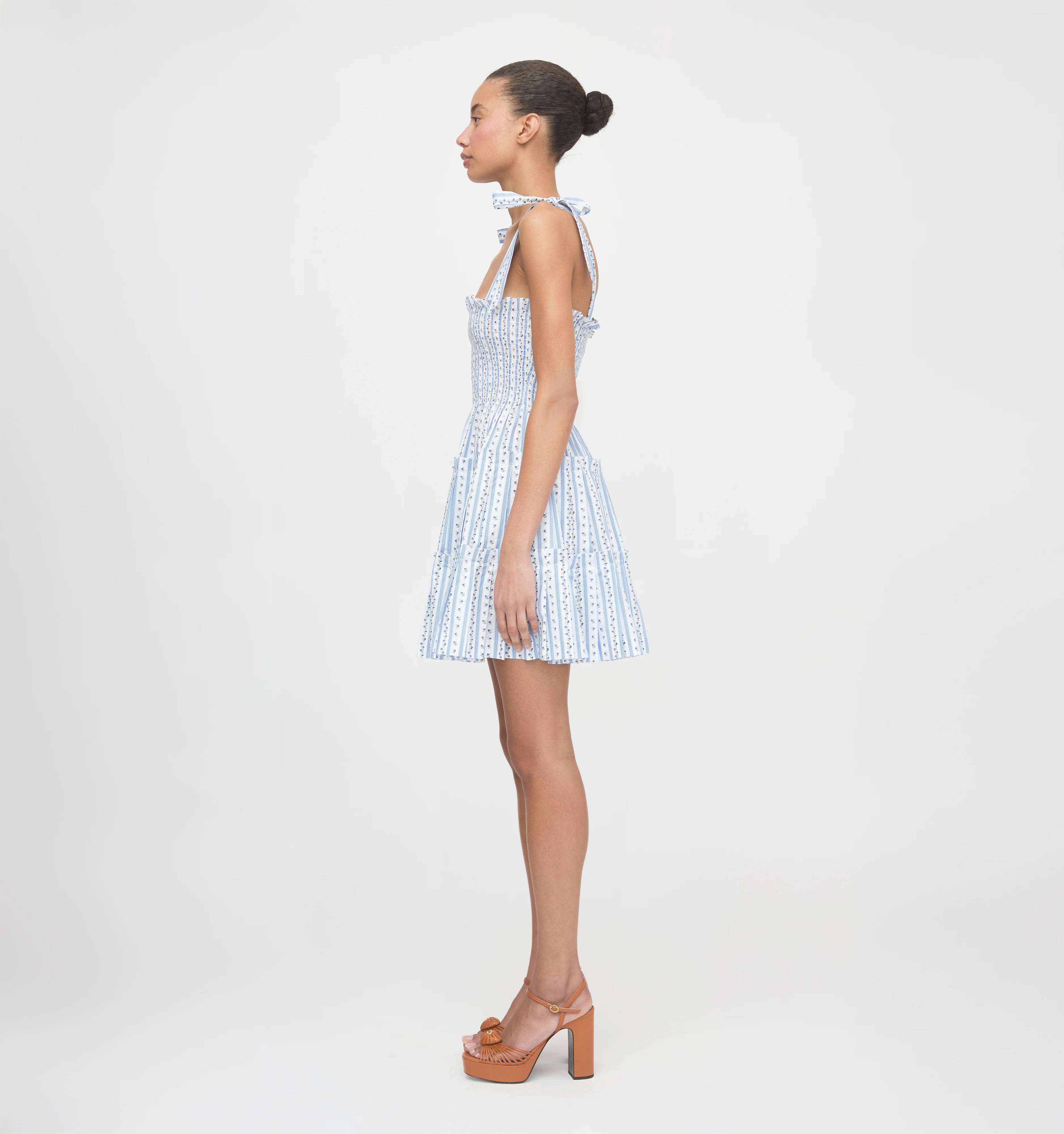 The Ribbon Charlotte Nap Dress - Blue Petal Stripe - Image 3