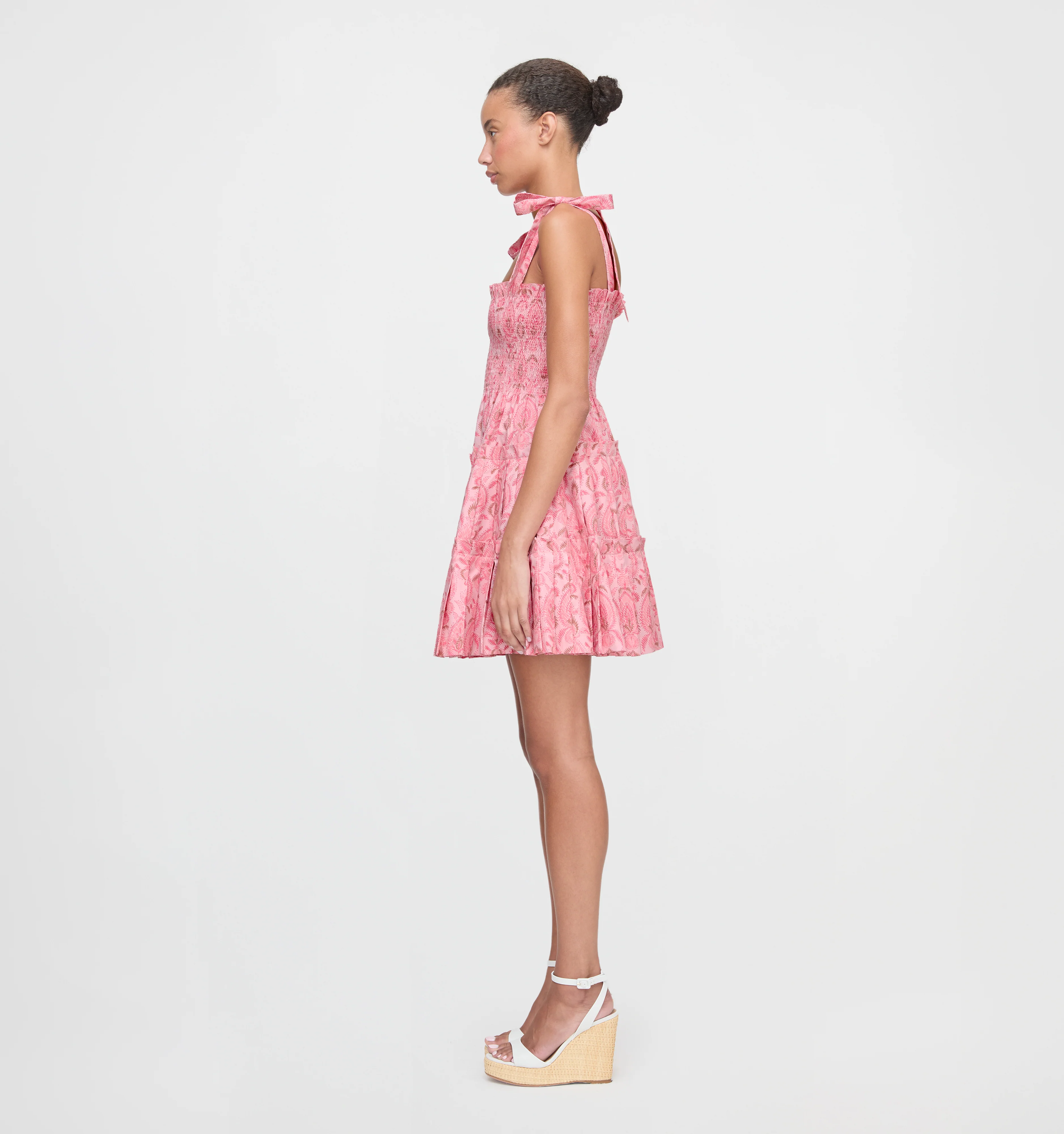 The Ribbon Charlotte Nap Dress - Pink Palm Ikat - Image 3
