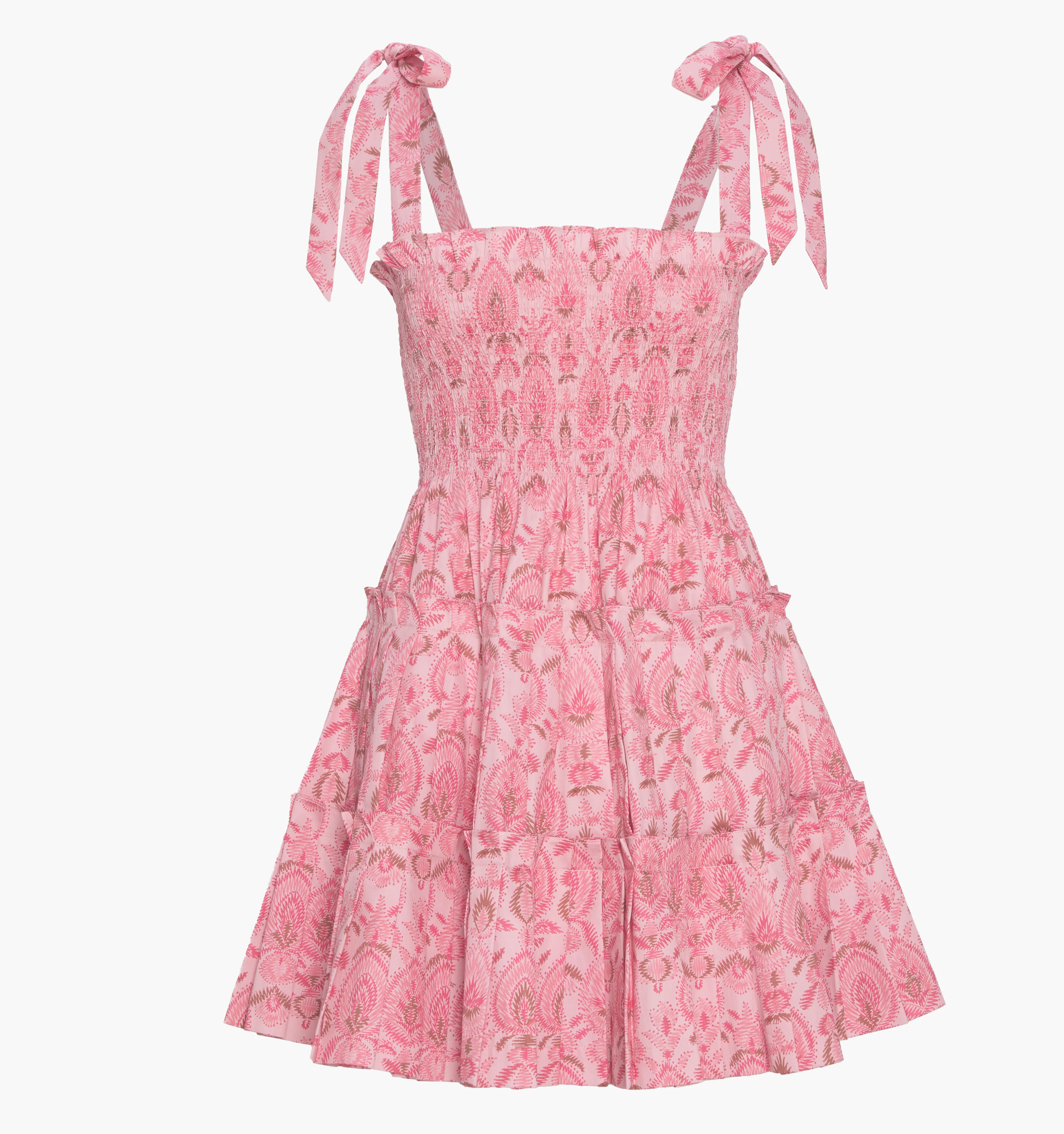 The Ribbon Charlotte Nap Dress - Pink Palm Ikat - Image 5