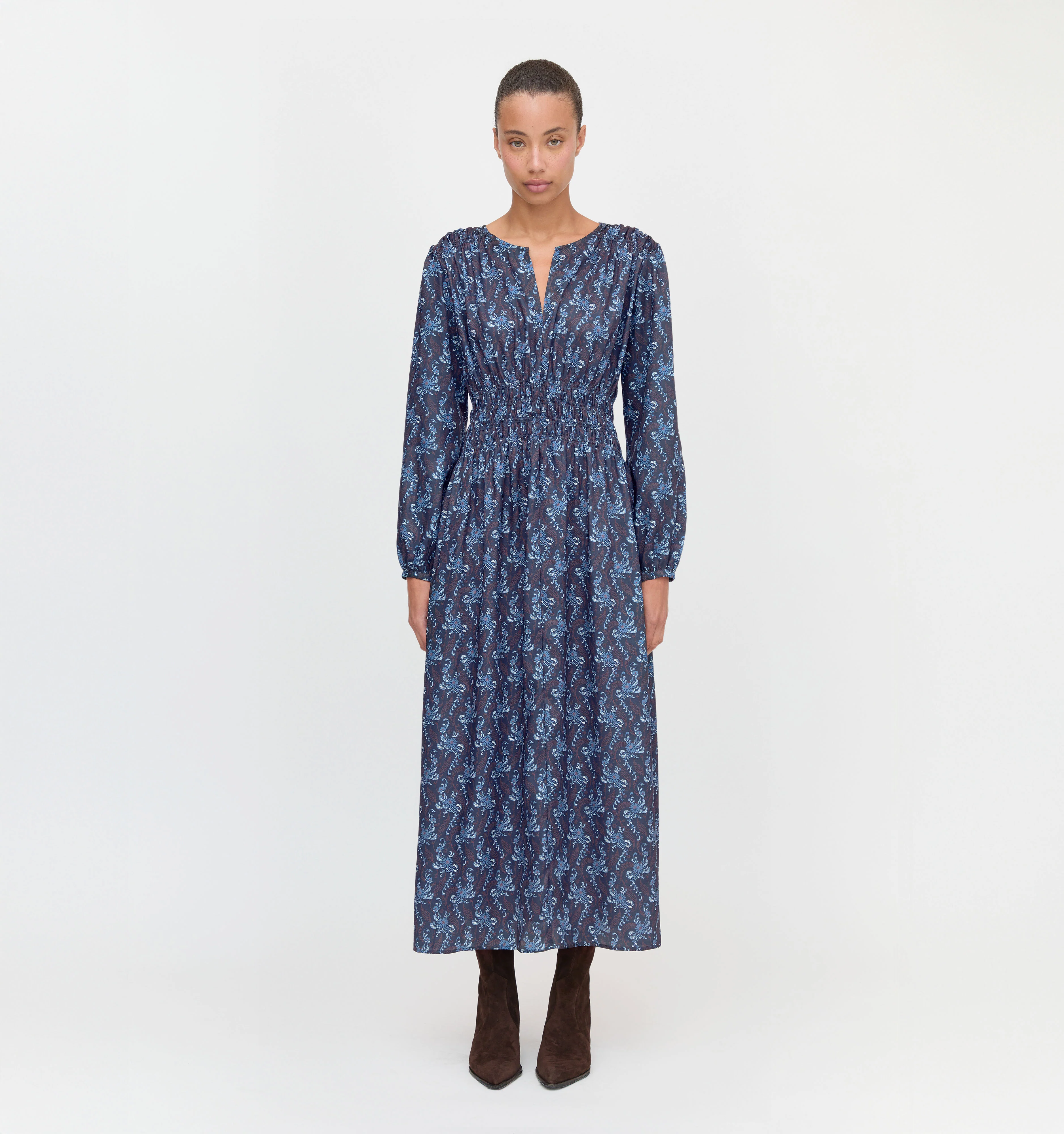 The Rosely Dress - Navy Cala Paisley - Image 2