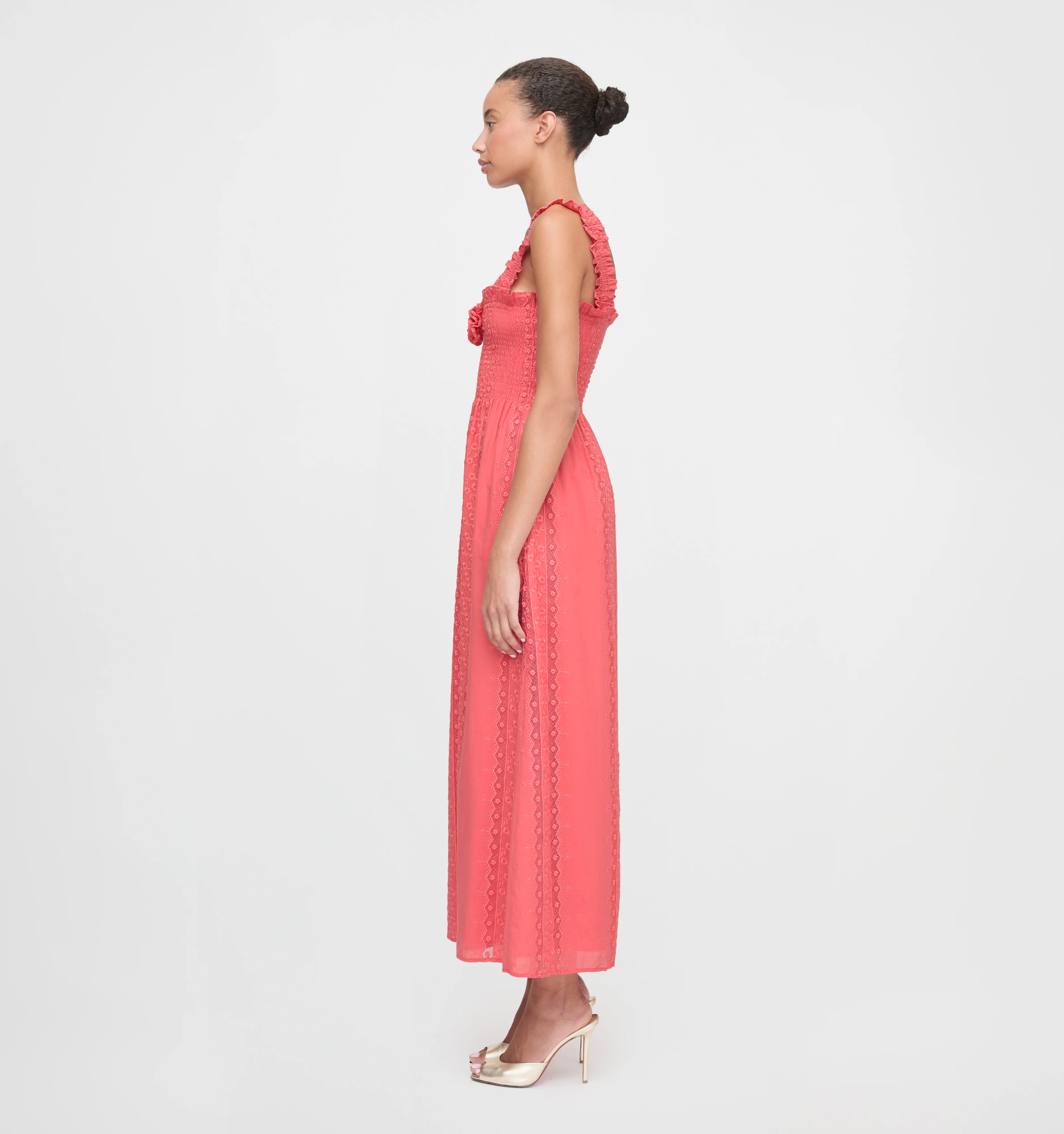 The Rosetta Nap Dress - Coral Voile Broderie - Image 4