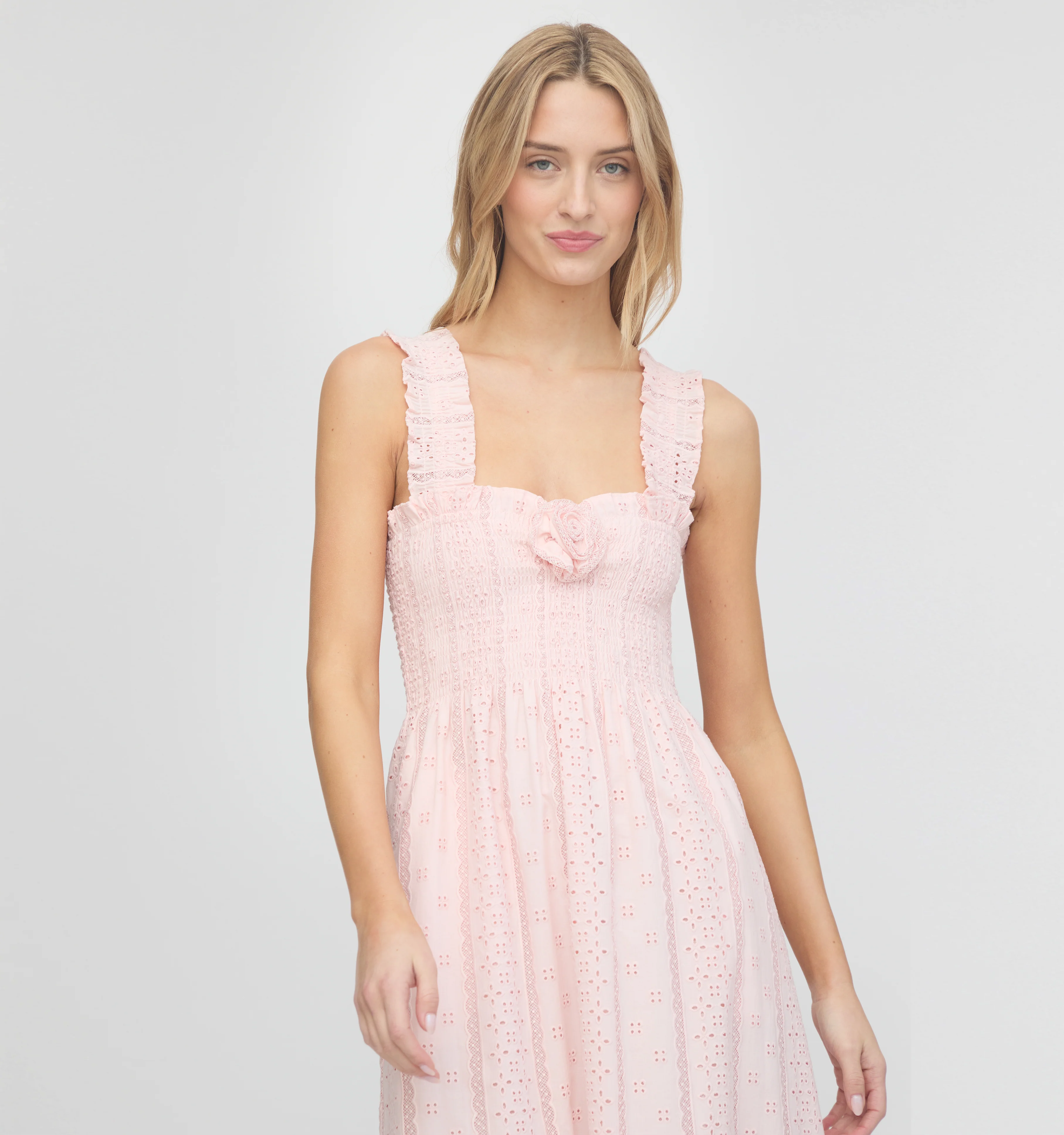 The Rosetta Nap Dress - Pink Broderie Voile - Image 3