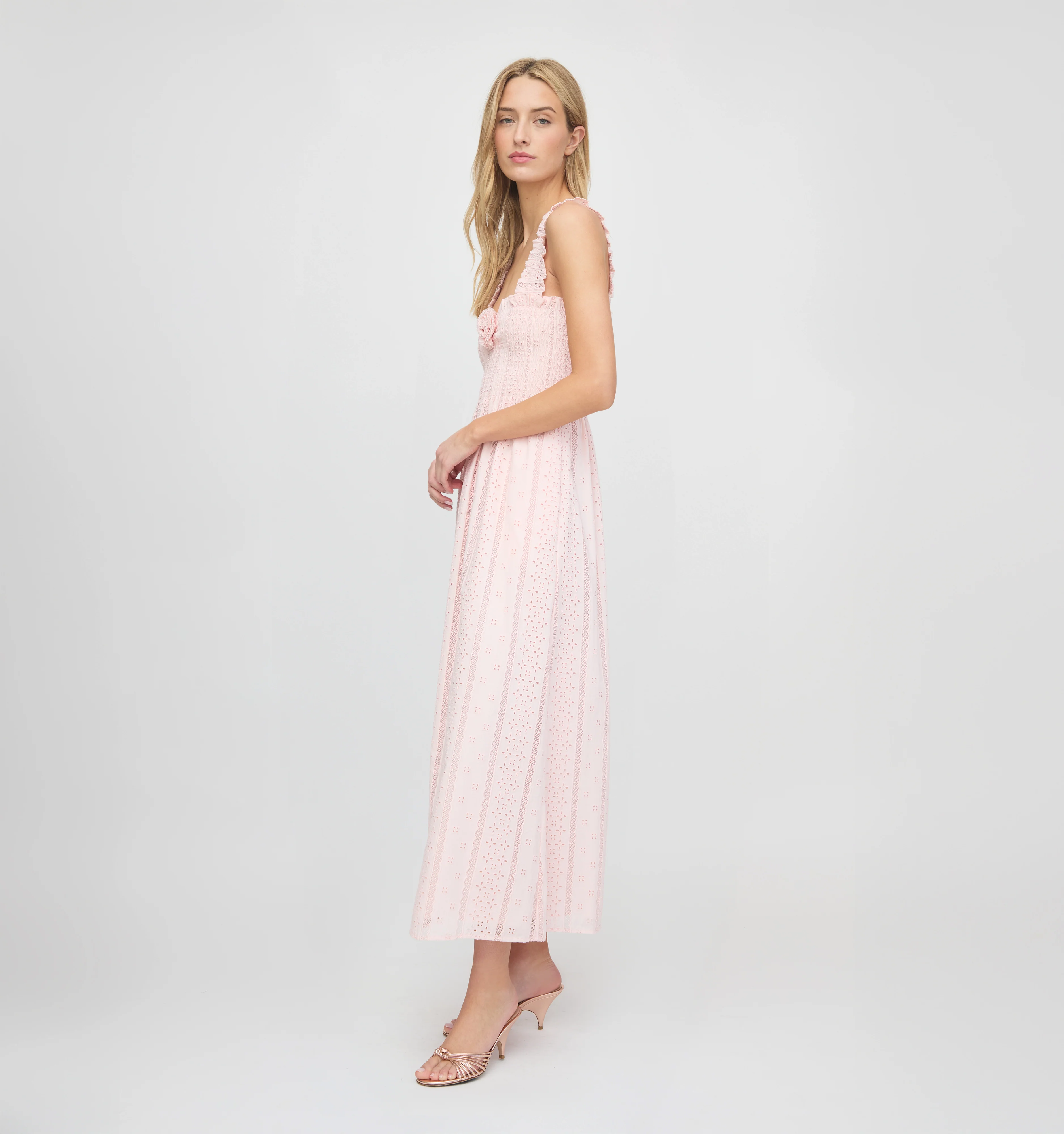 The Rosetta Nap Dress - Pink Broderie Voile - Image 4