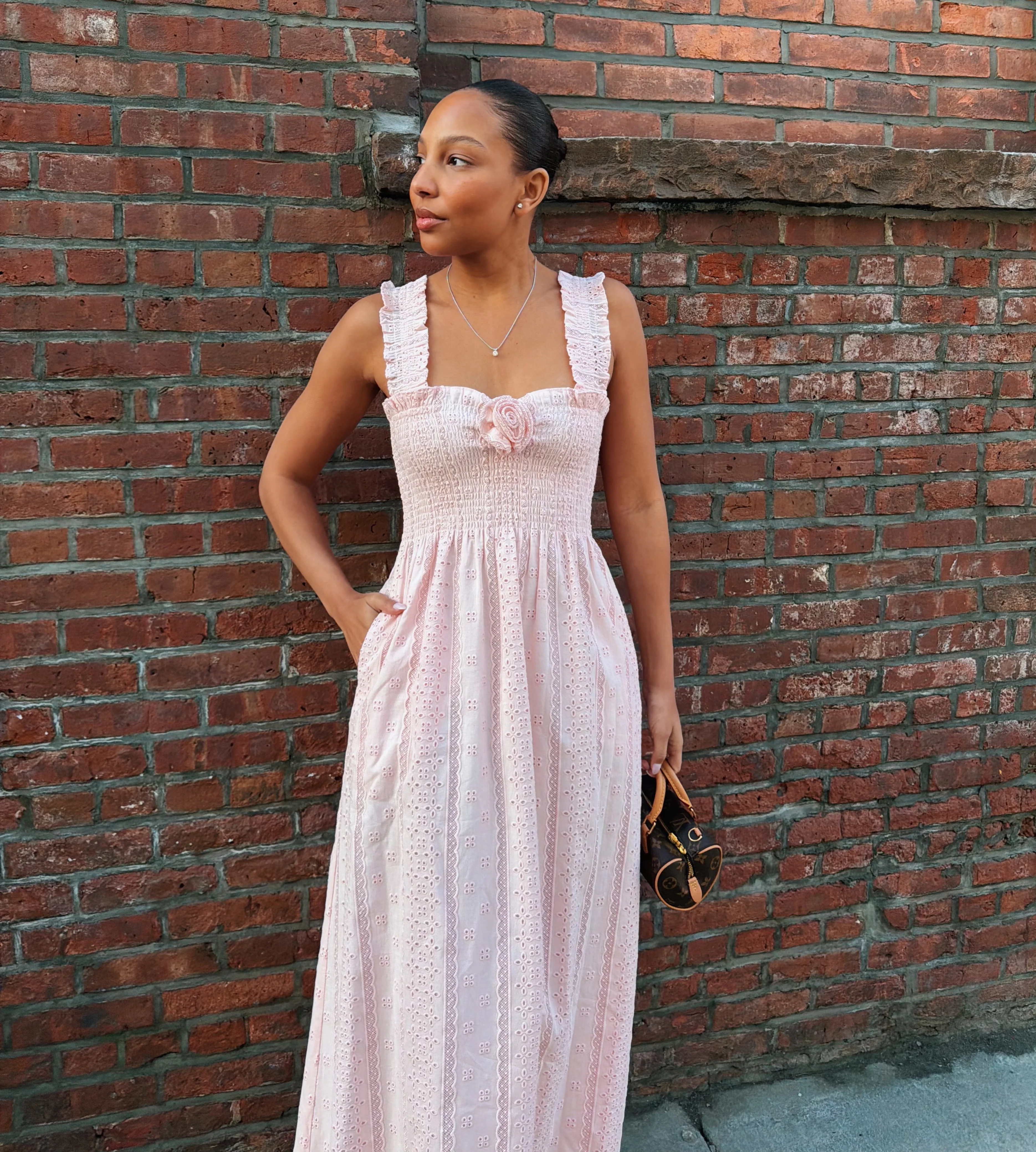 The Rosetta Nap Dress - Pink Broderie Voile - Image 6