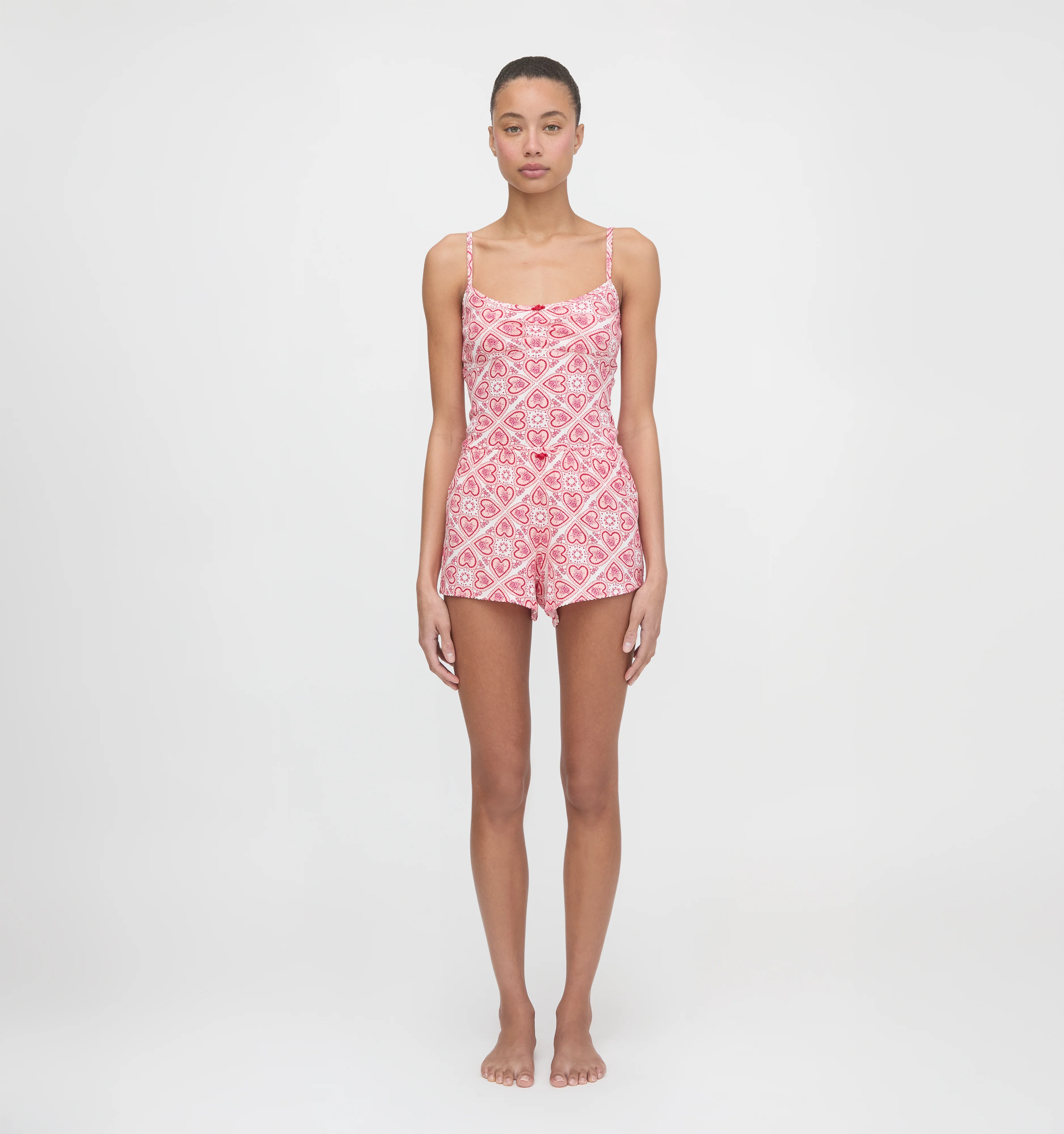 The Sadie Pointelle PJ Set - White Patchwork Doily Heart - Image 3