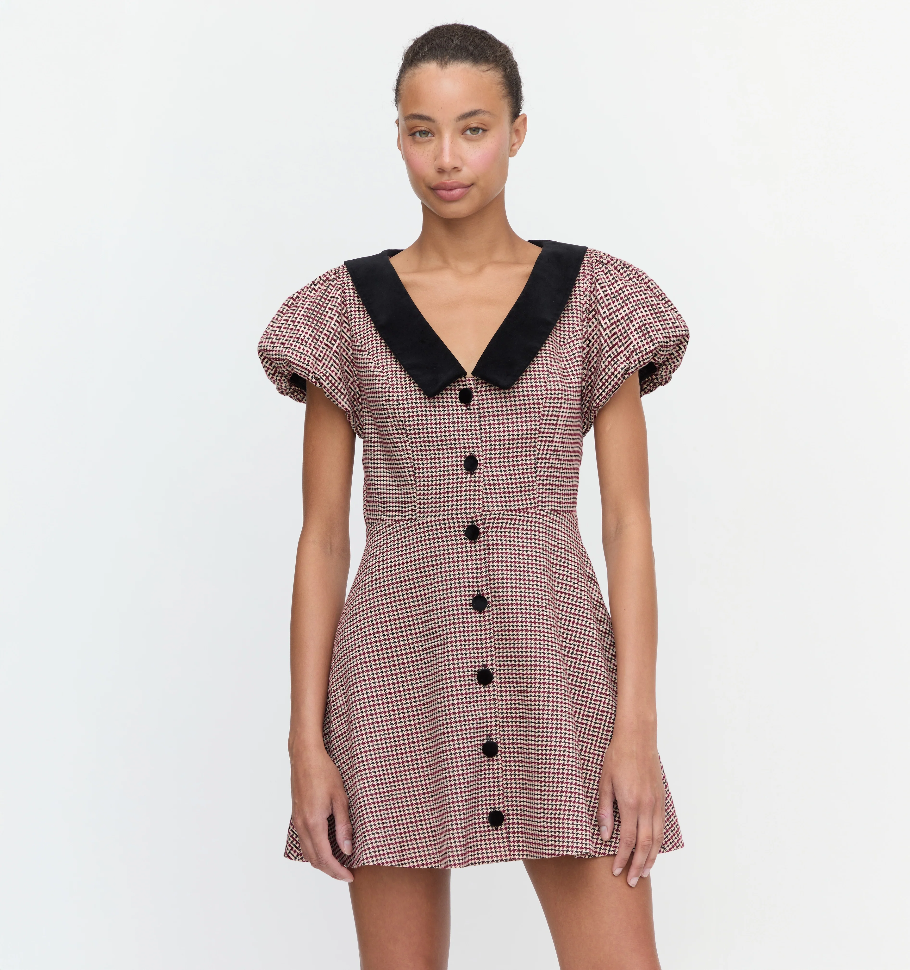 The Samantha Dress - Burgundy Holmes Houndstooth - Image 4