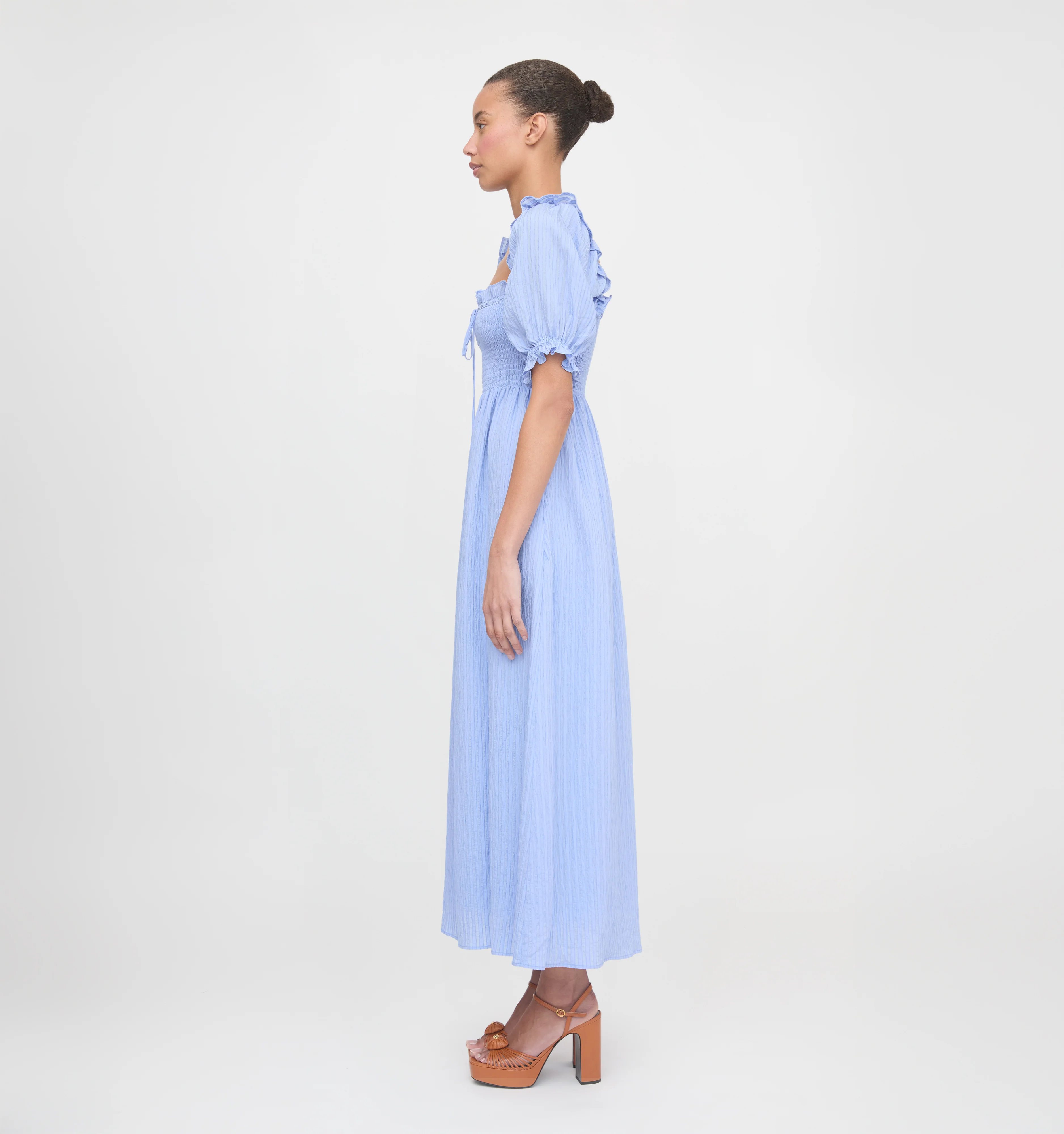 The Scarlett Nap Dress - Bluebird Tonal Seersucker - Image 3