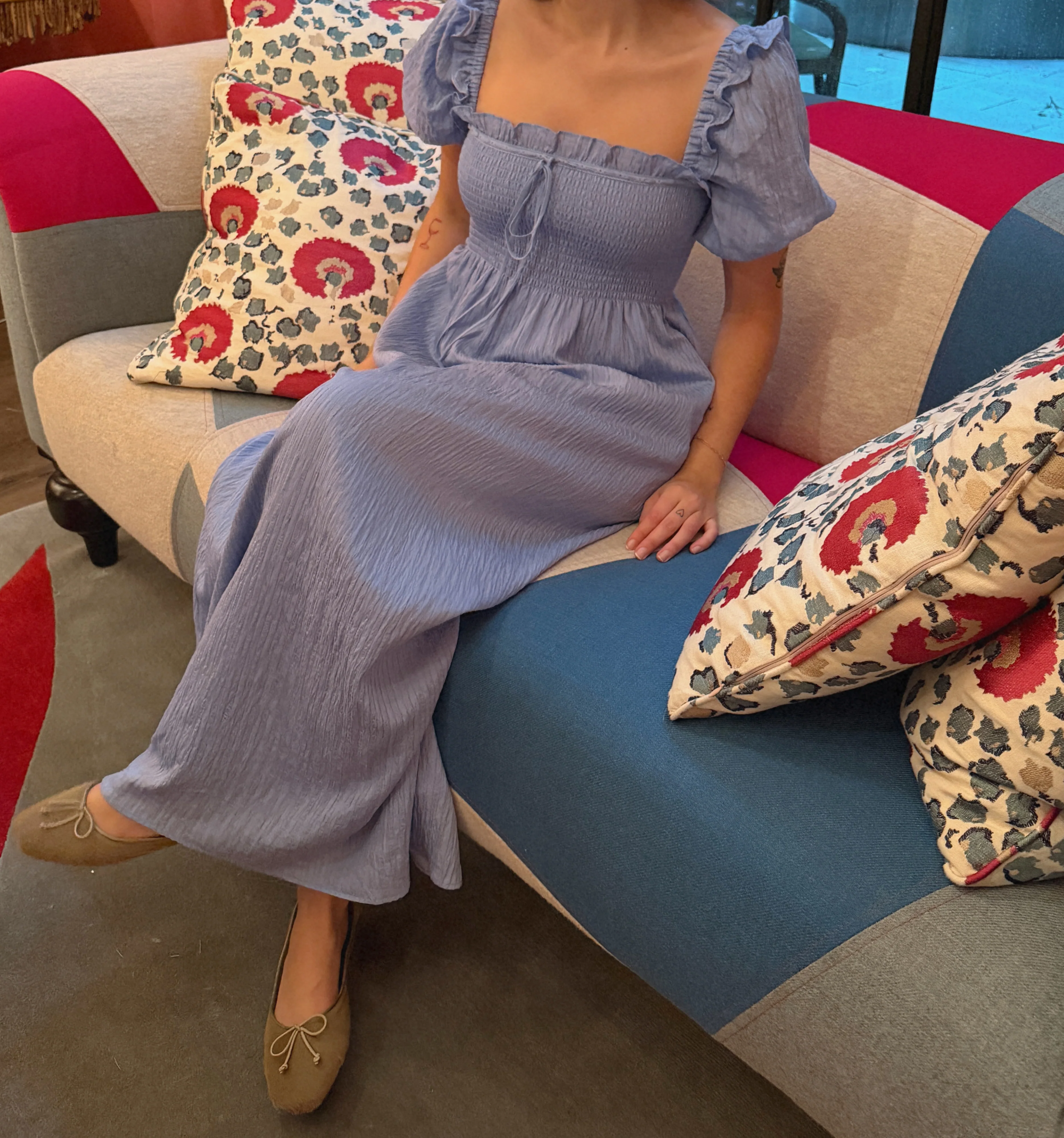 The Scarlett Nap Dress - Bluebird Tonal Seersucker - Image 5