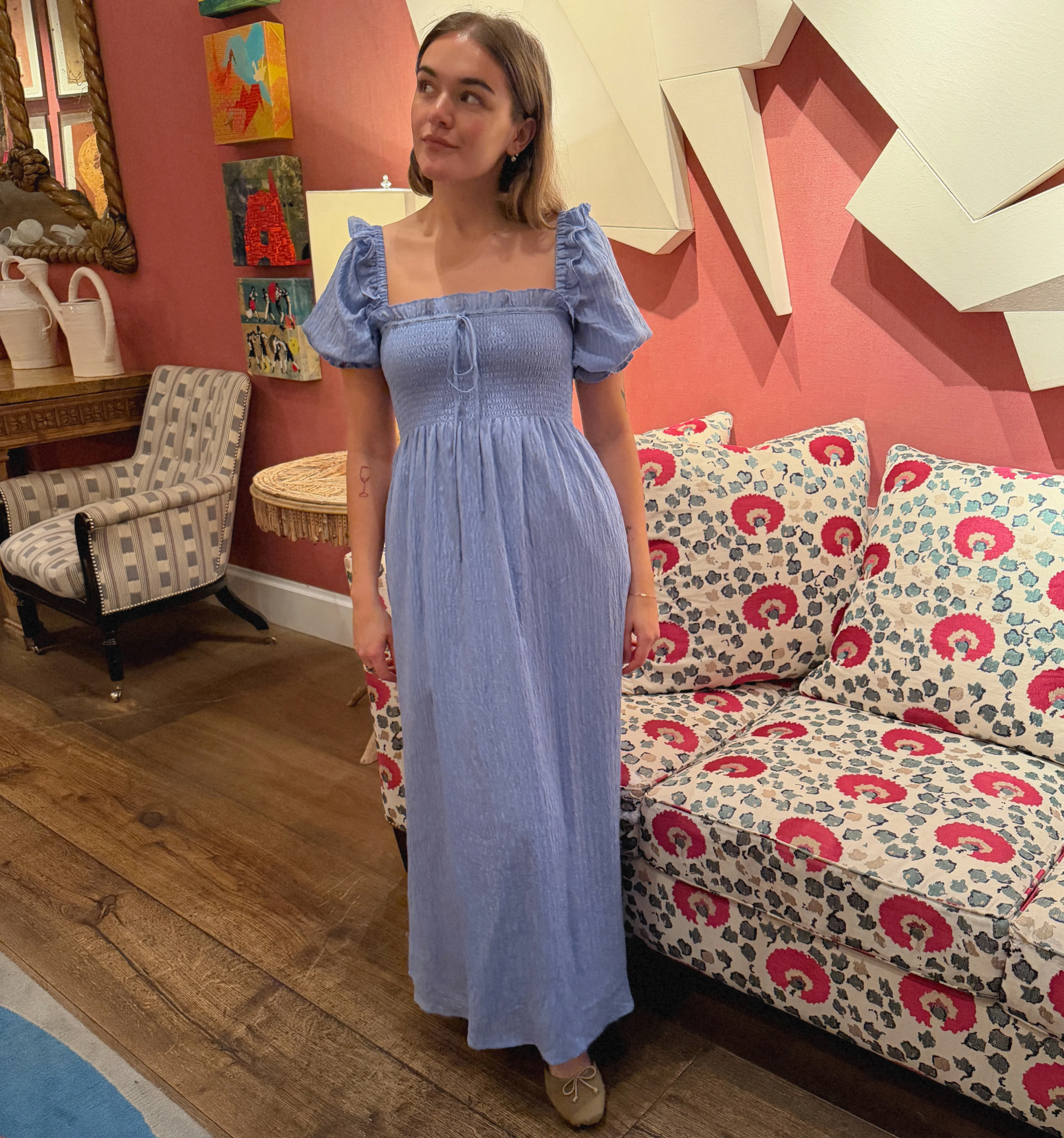 The Scarlett Nap Dress - Bluebird Tonal Seersucker - Image 6