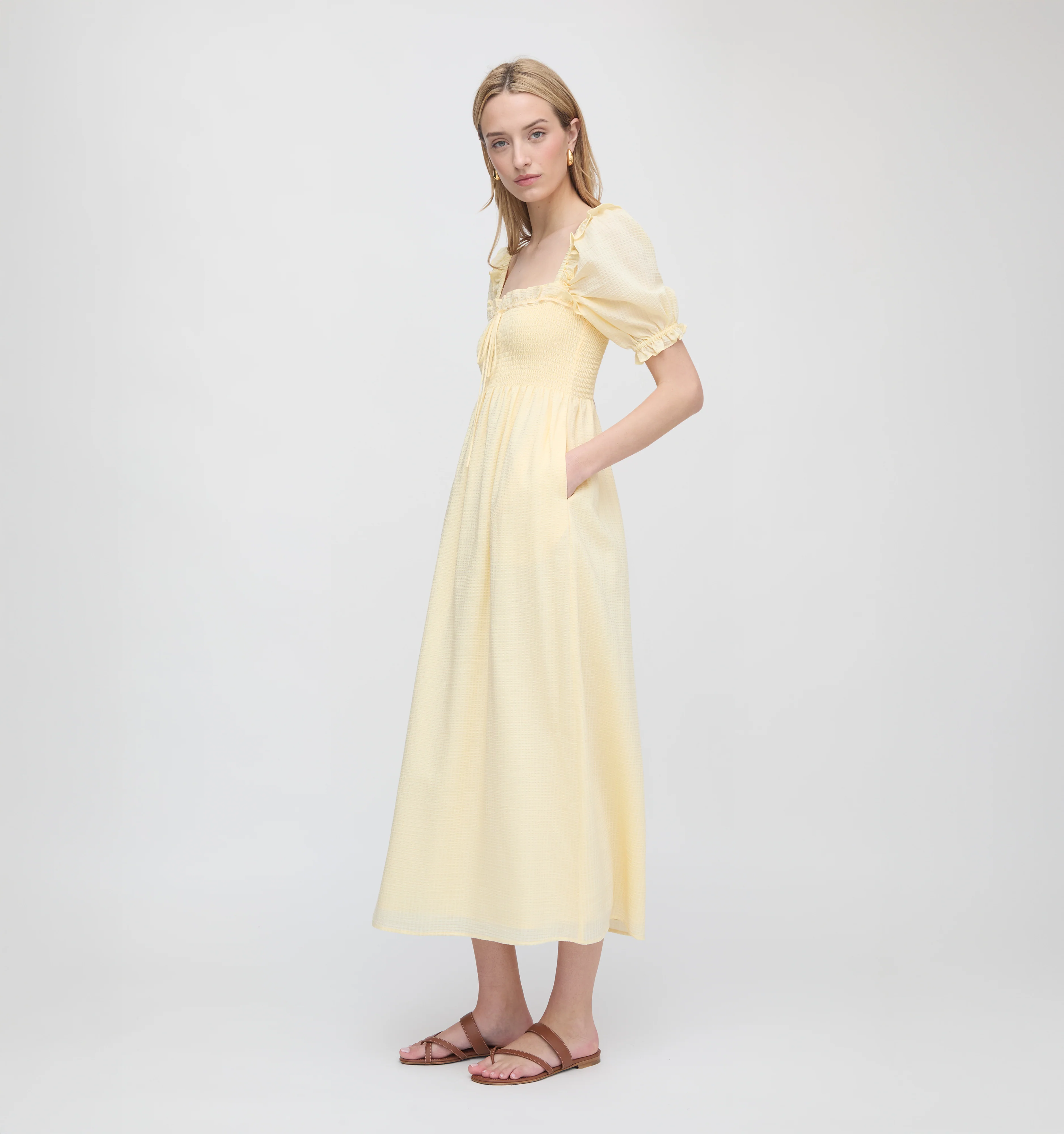 The Scarlett Midi Nap Dress - Butter Yellow - Image 3