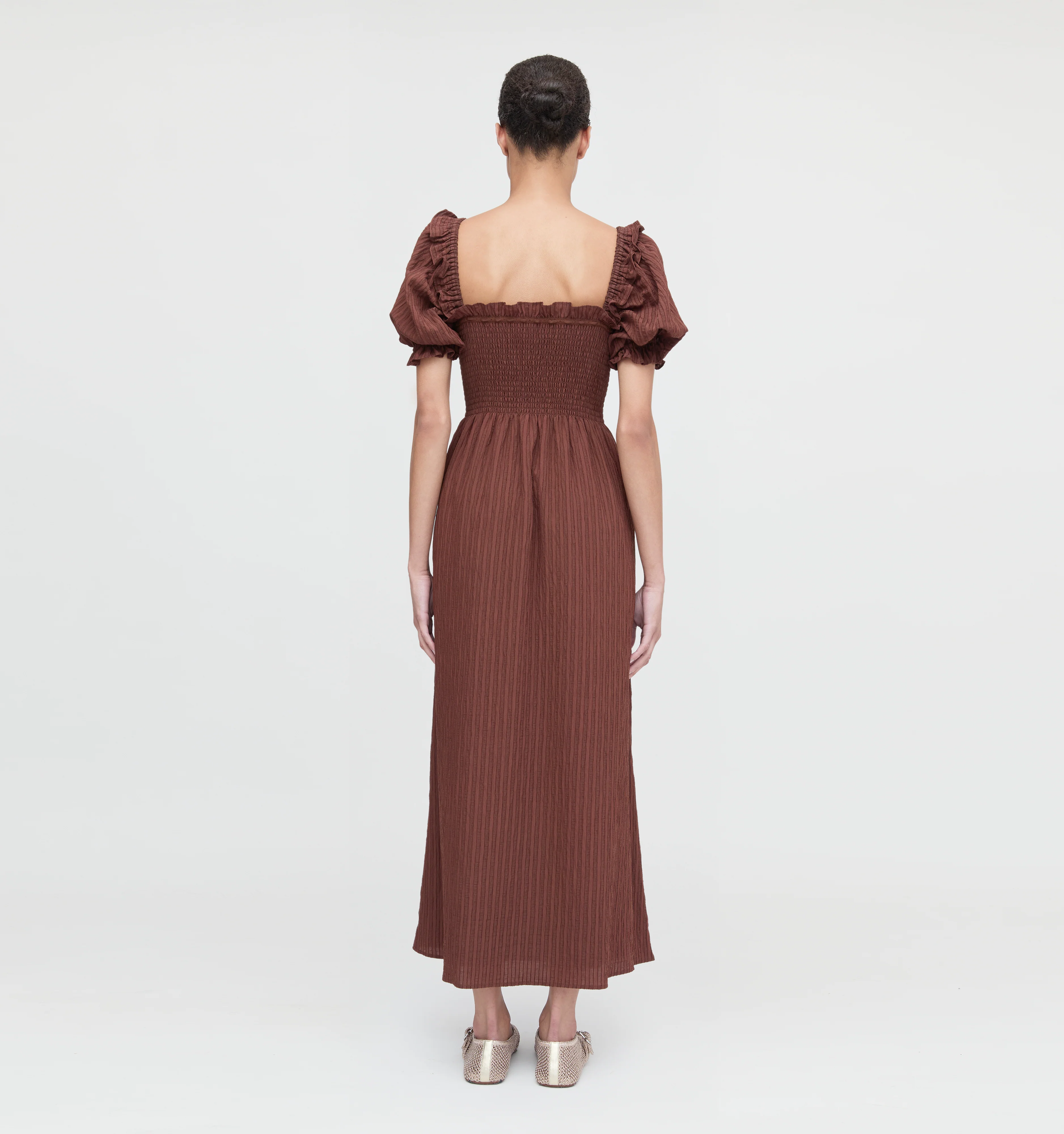 The Scarlett Nap Dress - Chocolate Tonal Seersucker - Image 3