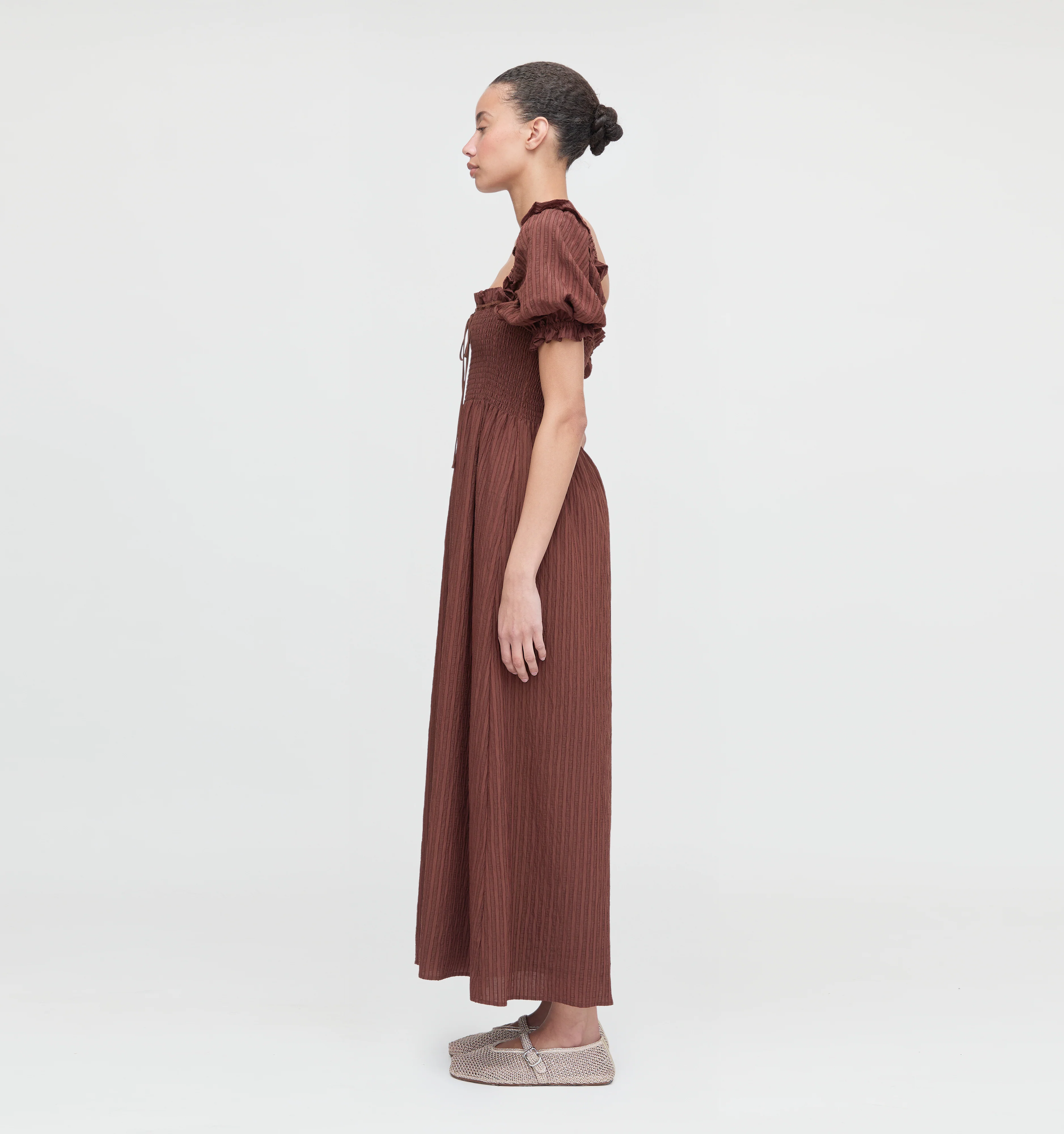 The Scarlett Nap Dress - Chocolate Tonal Seersucker - Image 4