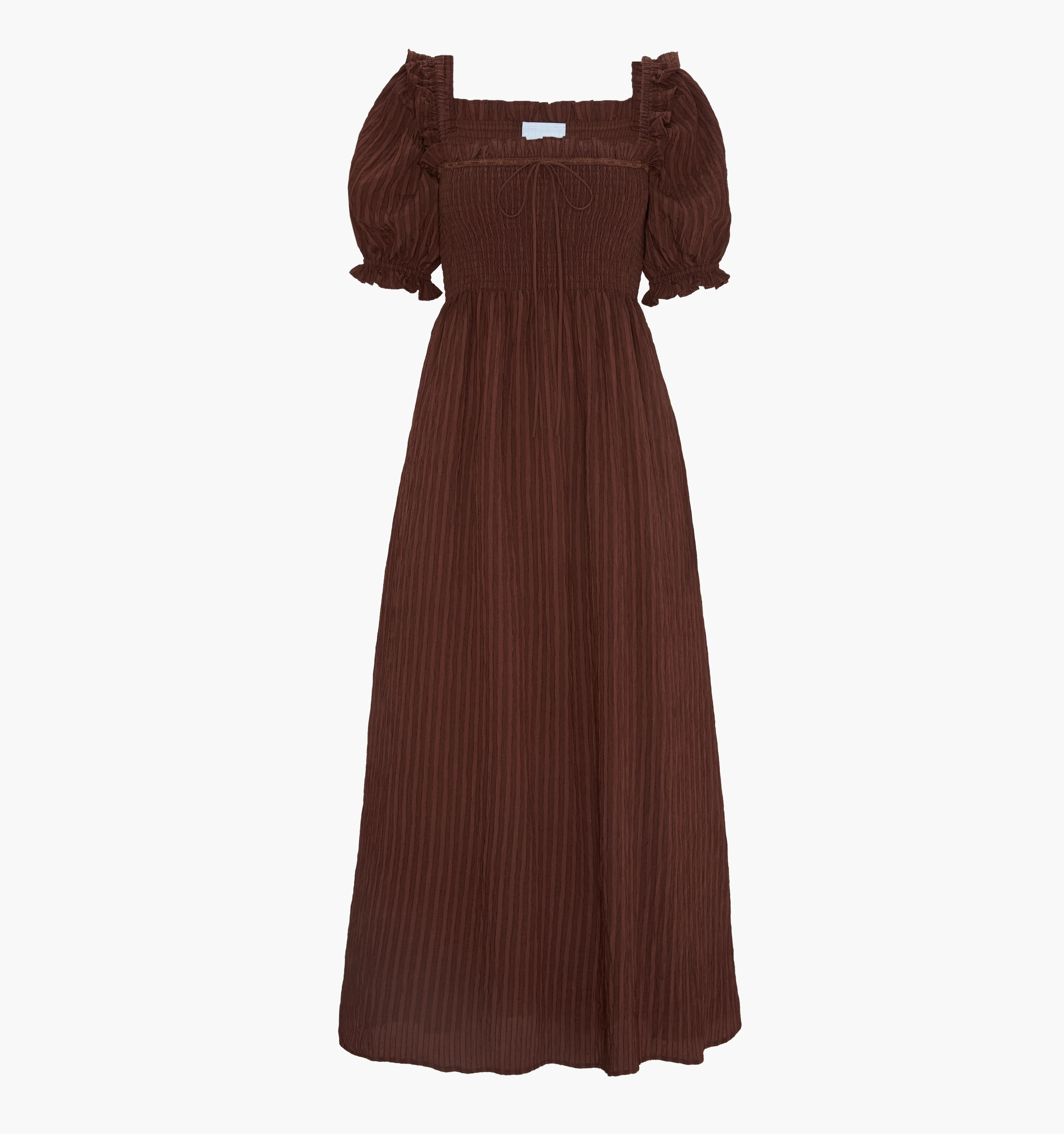 The Scarlett Nap Dress - Chocolate Tonal Seersucker - Image 5