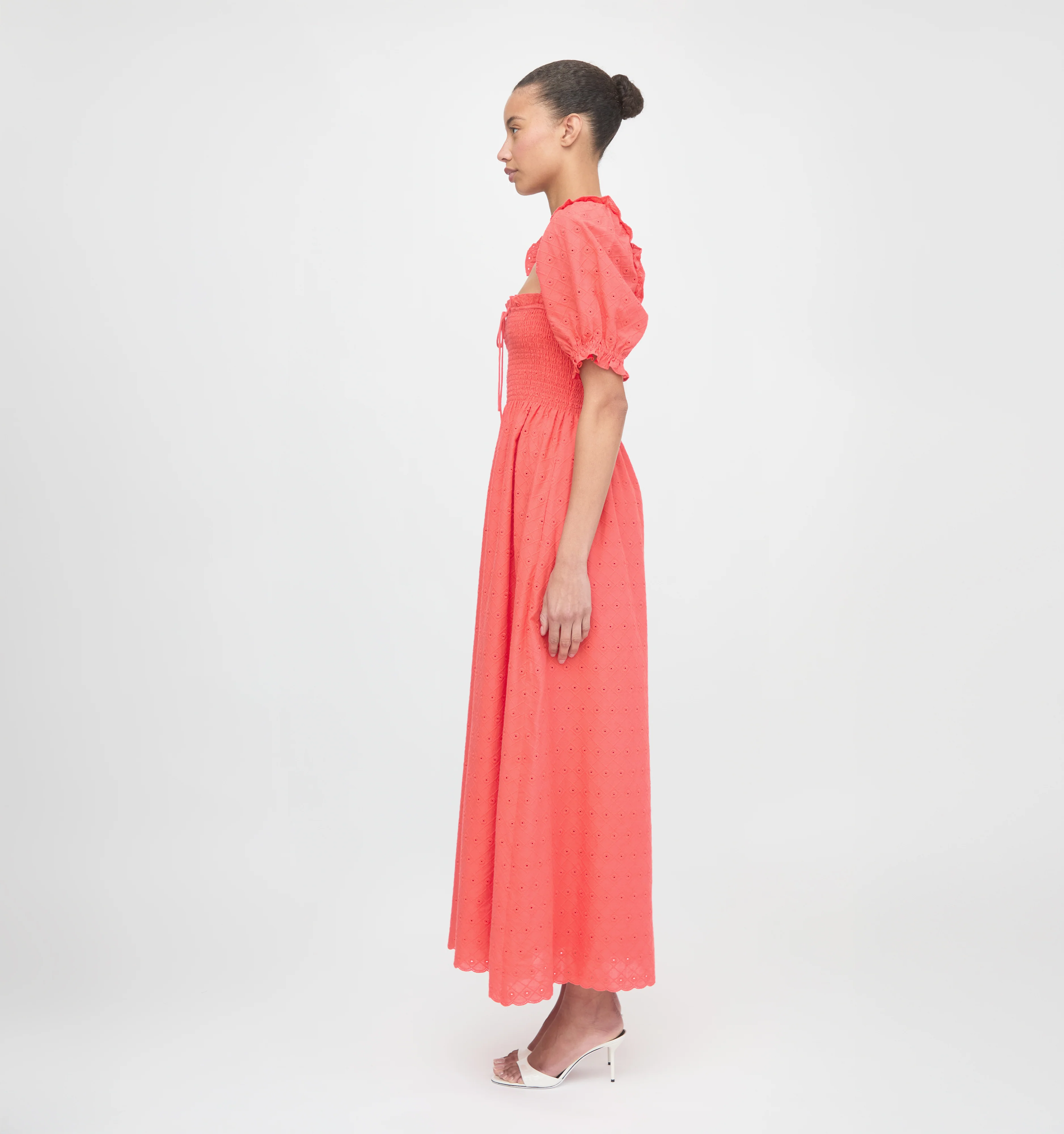 The Scarlett Nap Dress - Coral Daisy Broderie - Image 2