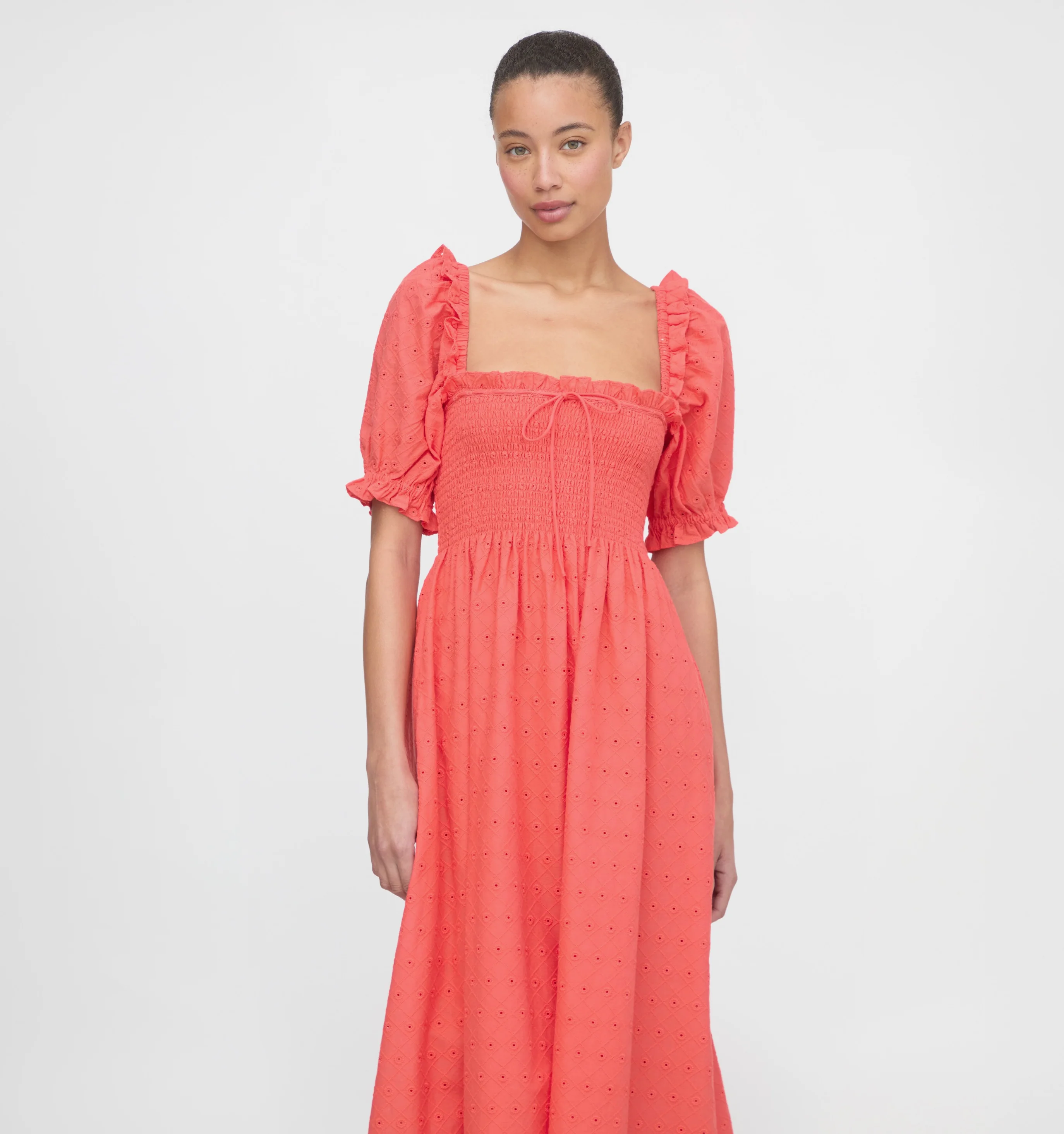 The Scarlett Nap Dress - Coral Daisy Broderie - Image 3