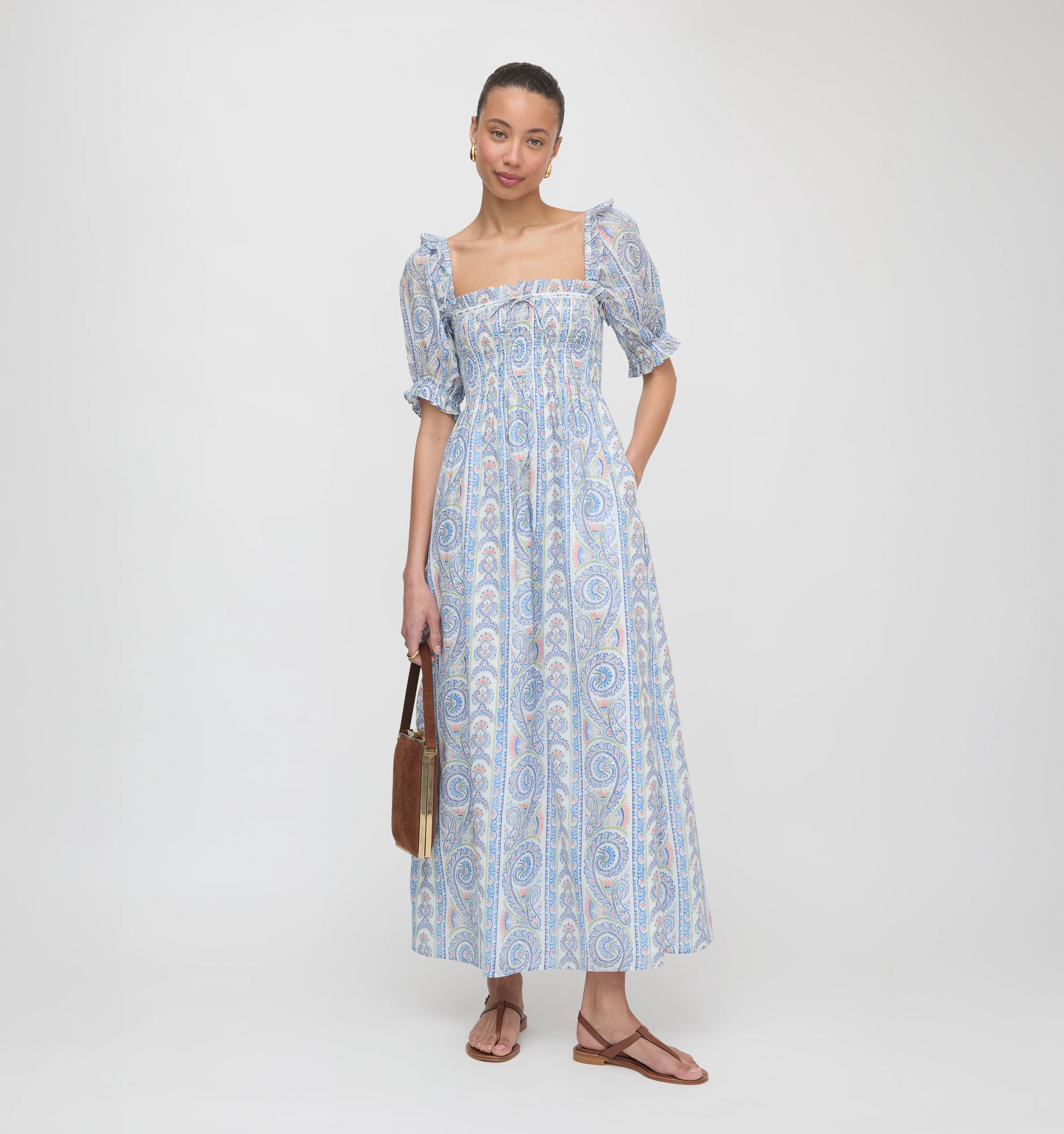 The Scarlett Midi Nap Dress - Blue Corsica Paisley