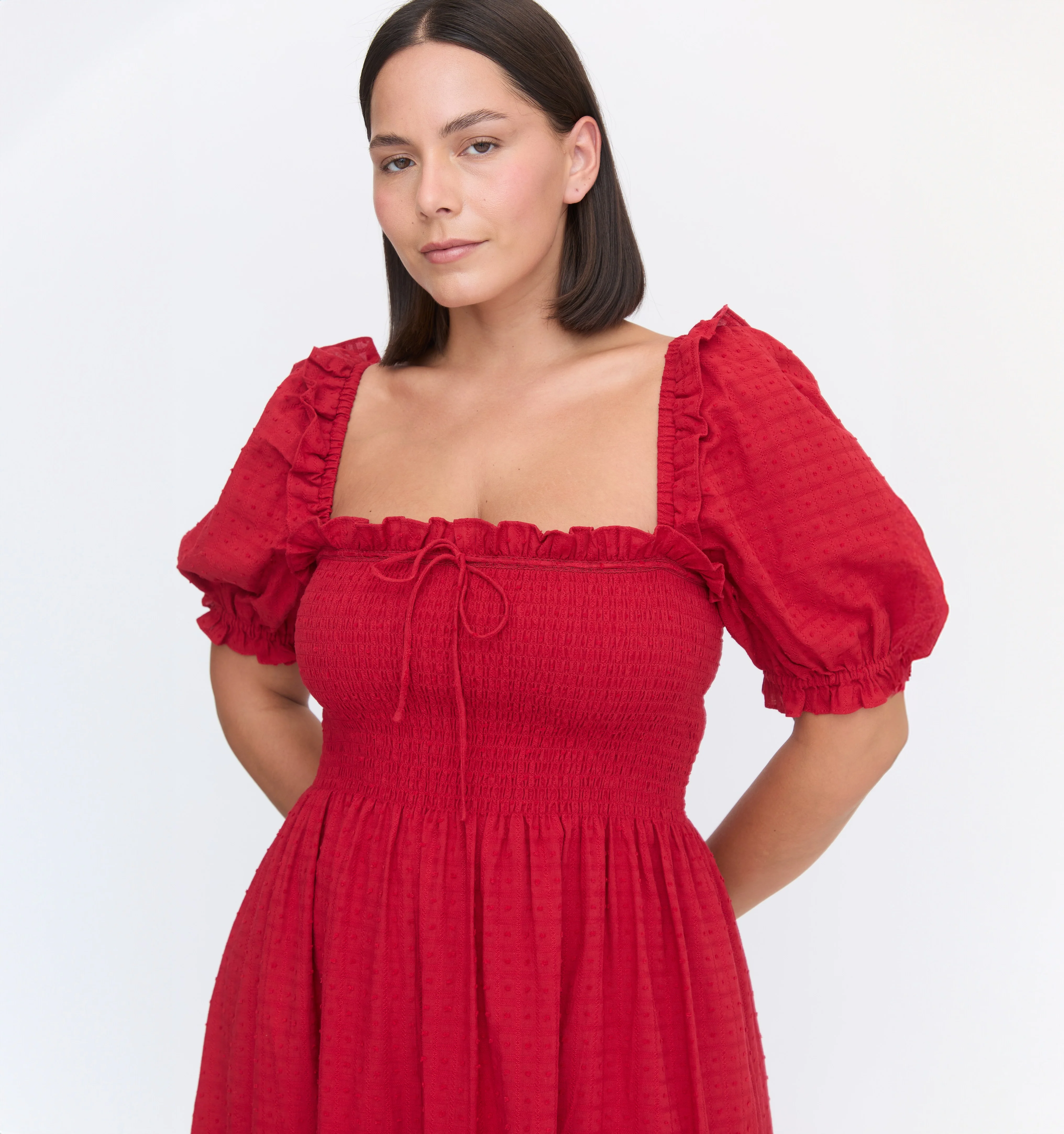 The Scarlett Nap Dress - Chili Red Textured Clip Dot - Image 3