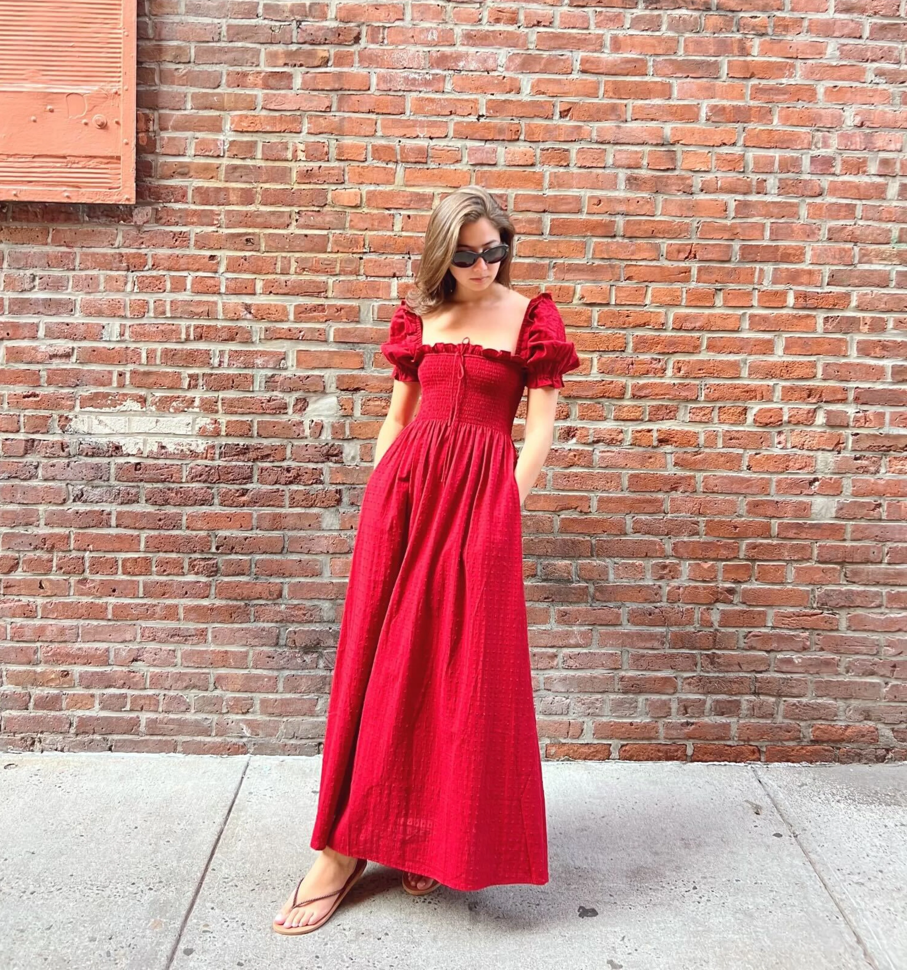 The Scarlett Nap Dress - Chili Red Textured Clip Dot - Image 4