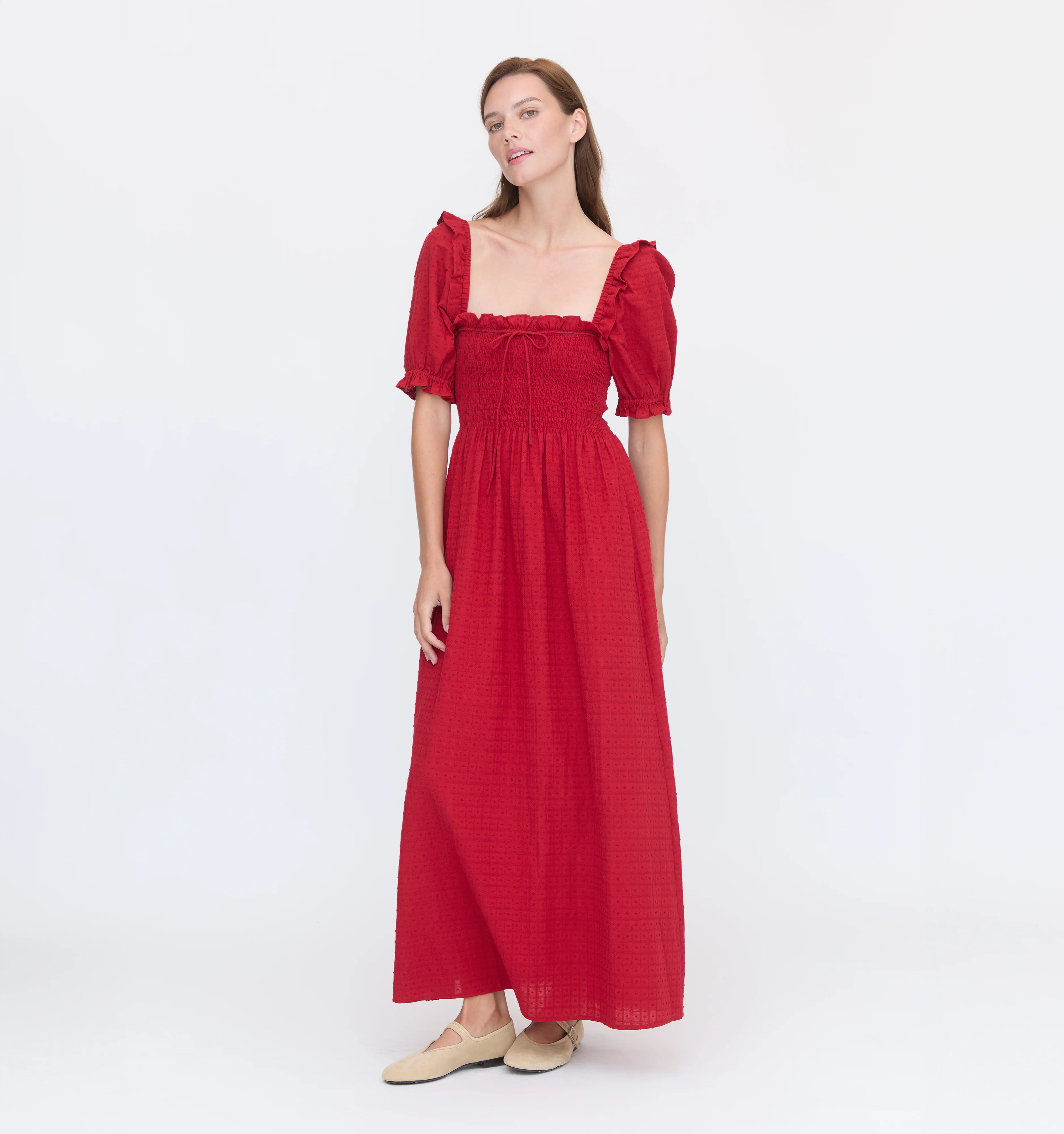 The Scarlett Nap Dress - Chili Red Textured Clip Dot - Image 5