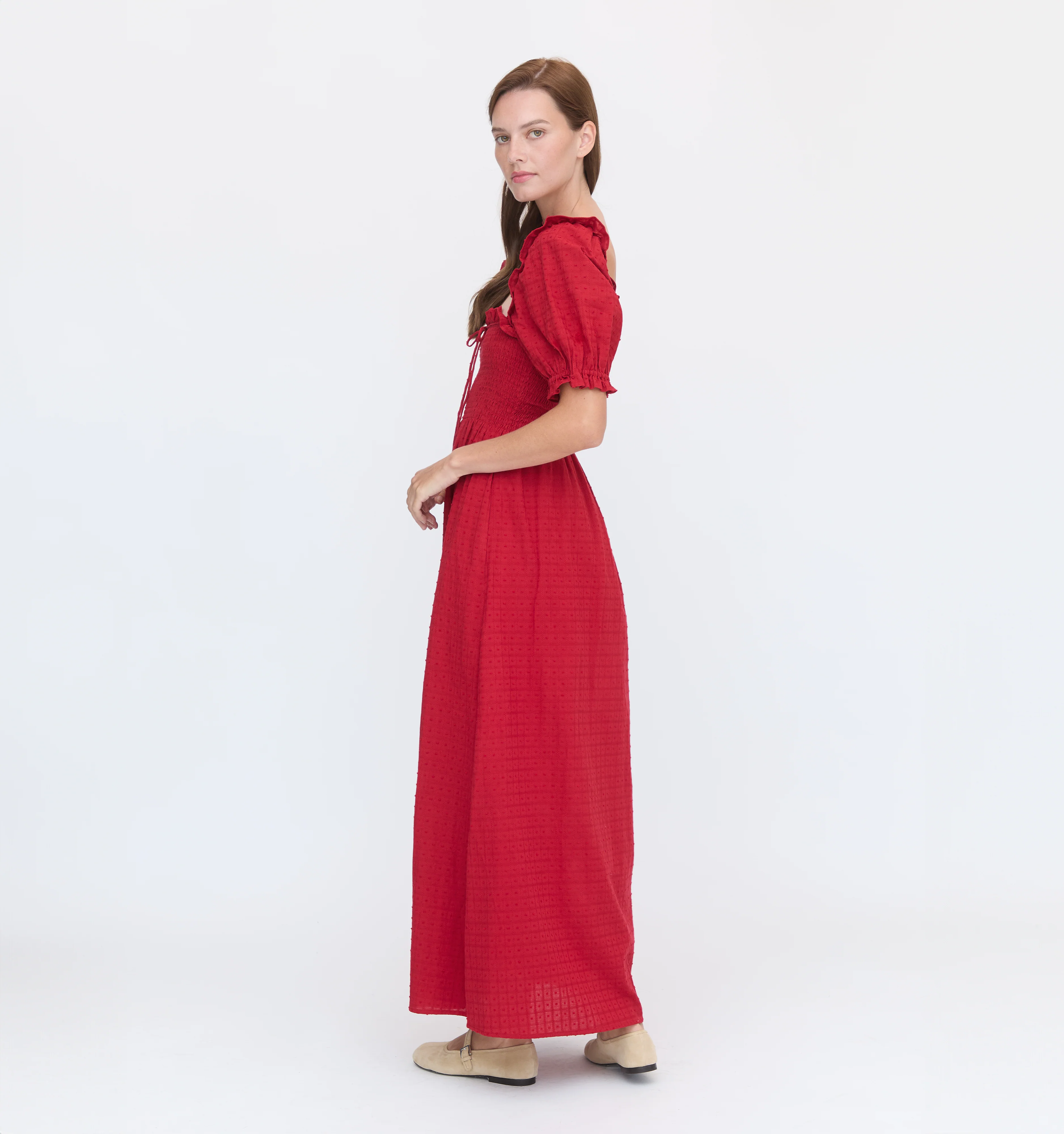 The Scarlett Nap Dress - Chili Red Textured Clip Dot - Image 6