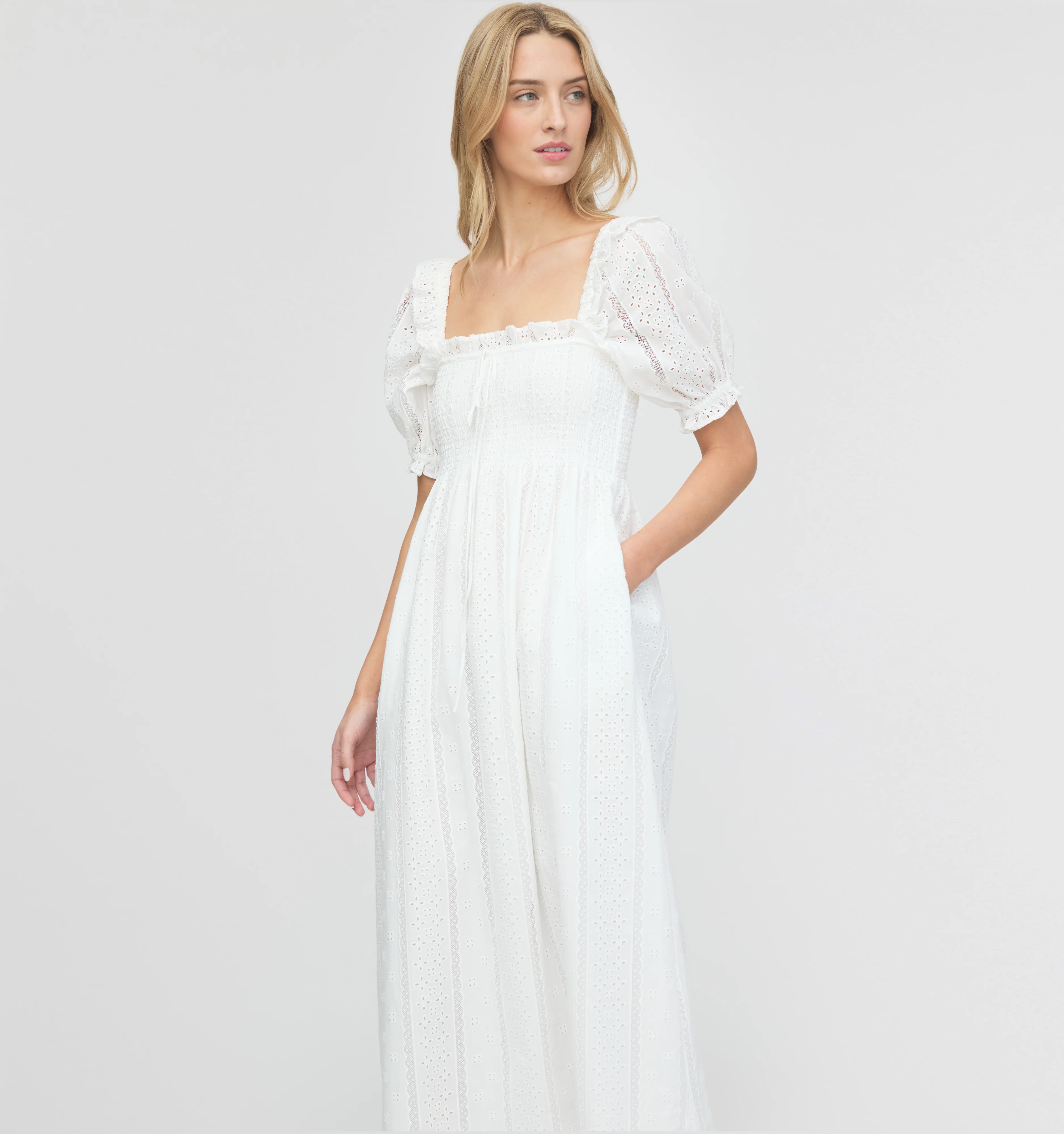 The Scarlett Nap Dress - White Broderie Voile - Image 2