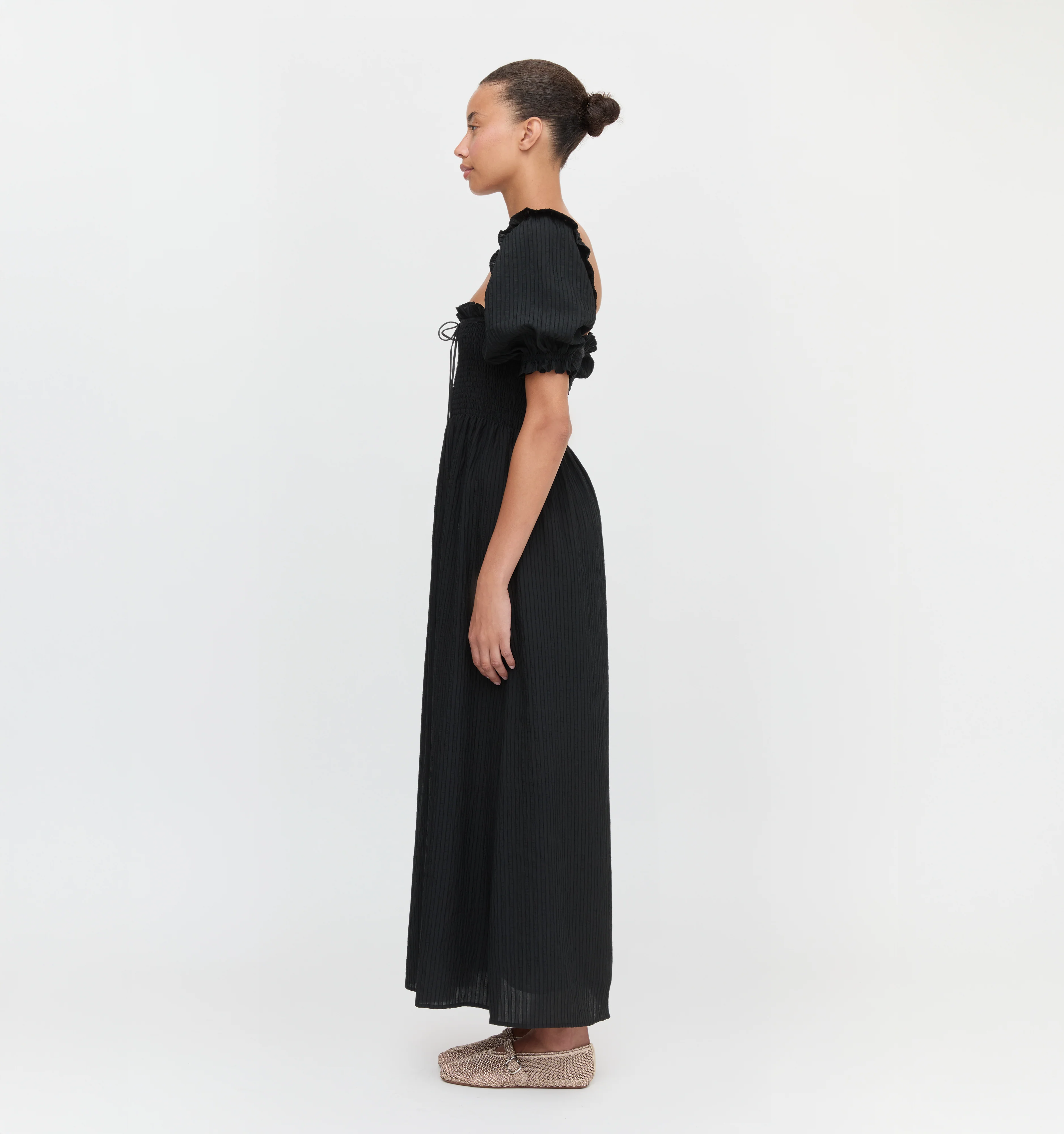 The Scarlett Nap Dress - Black Tonal Seersucker - Image 3
