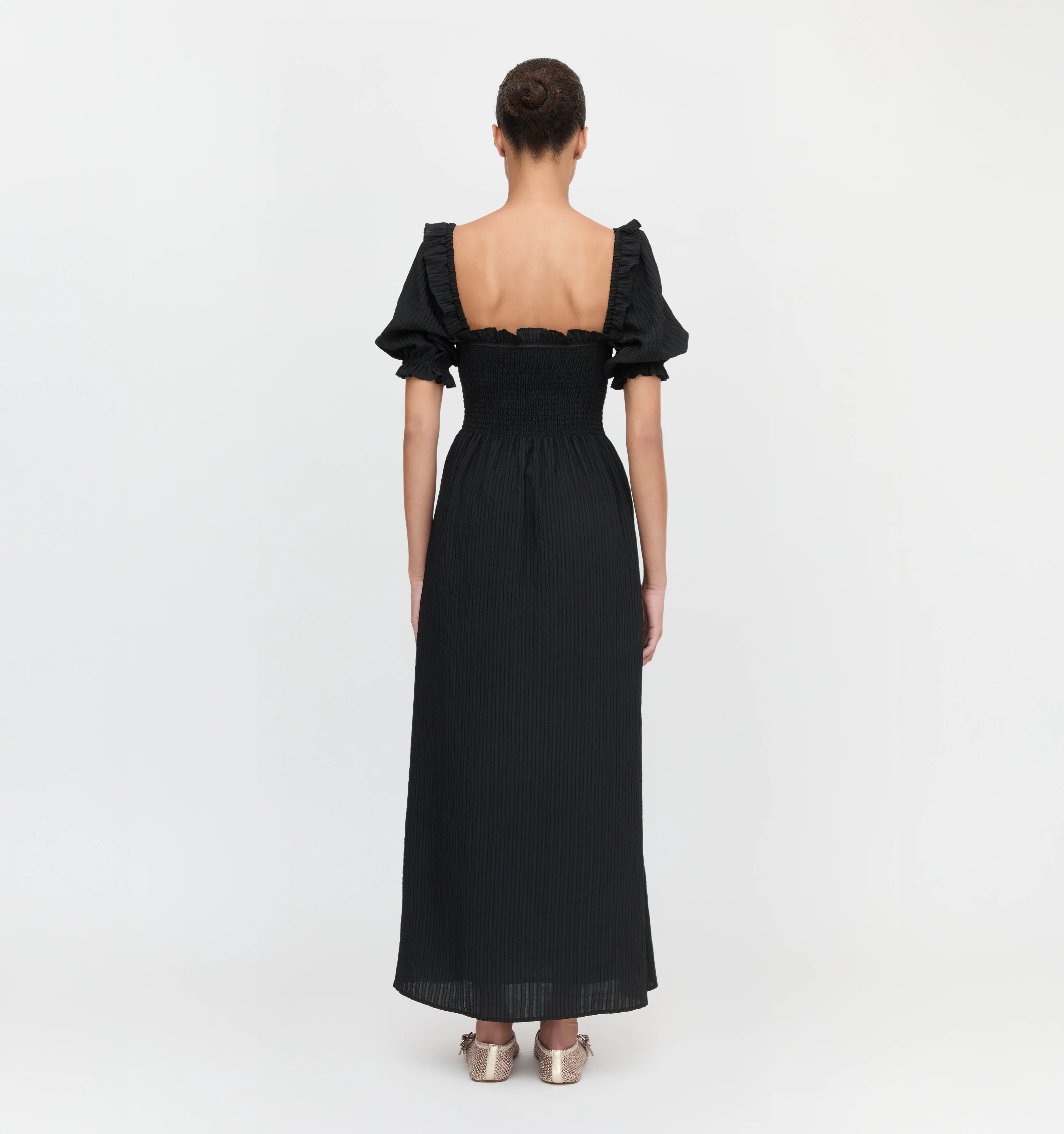 The Scarlett Nap Dress - Black Tonal Seersucker - Image 4