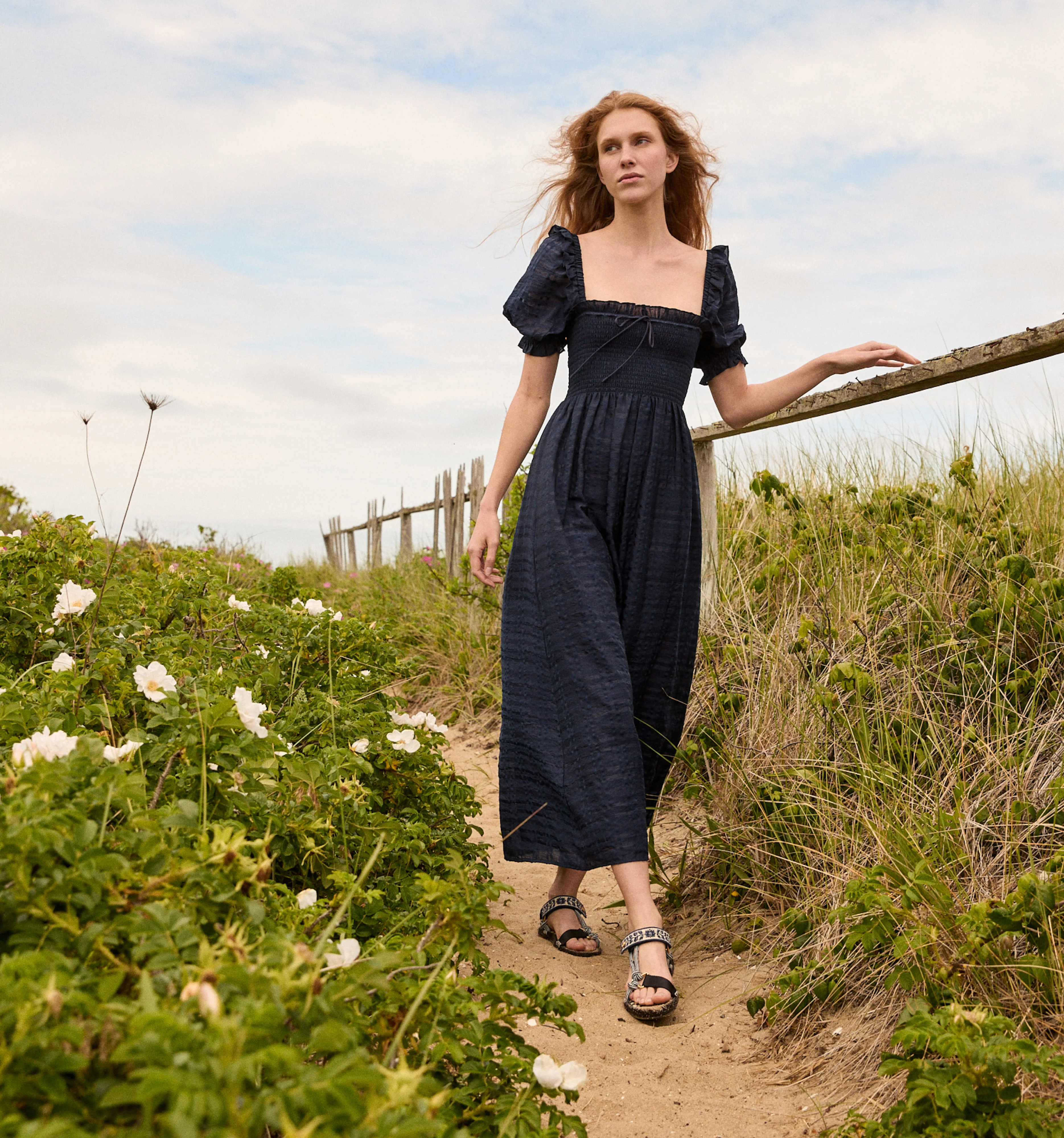 The Scarlett Nap Dress - Navy Sheer Plaid - Image 3