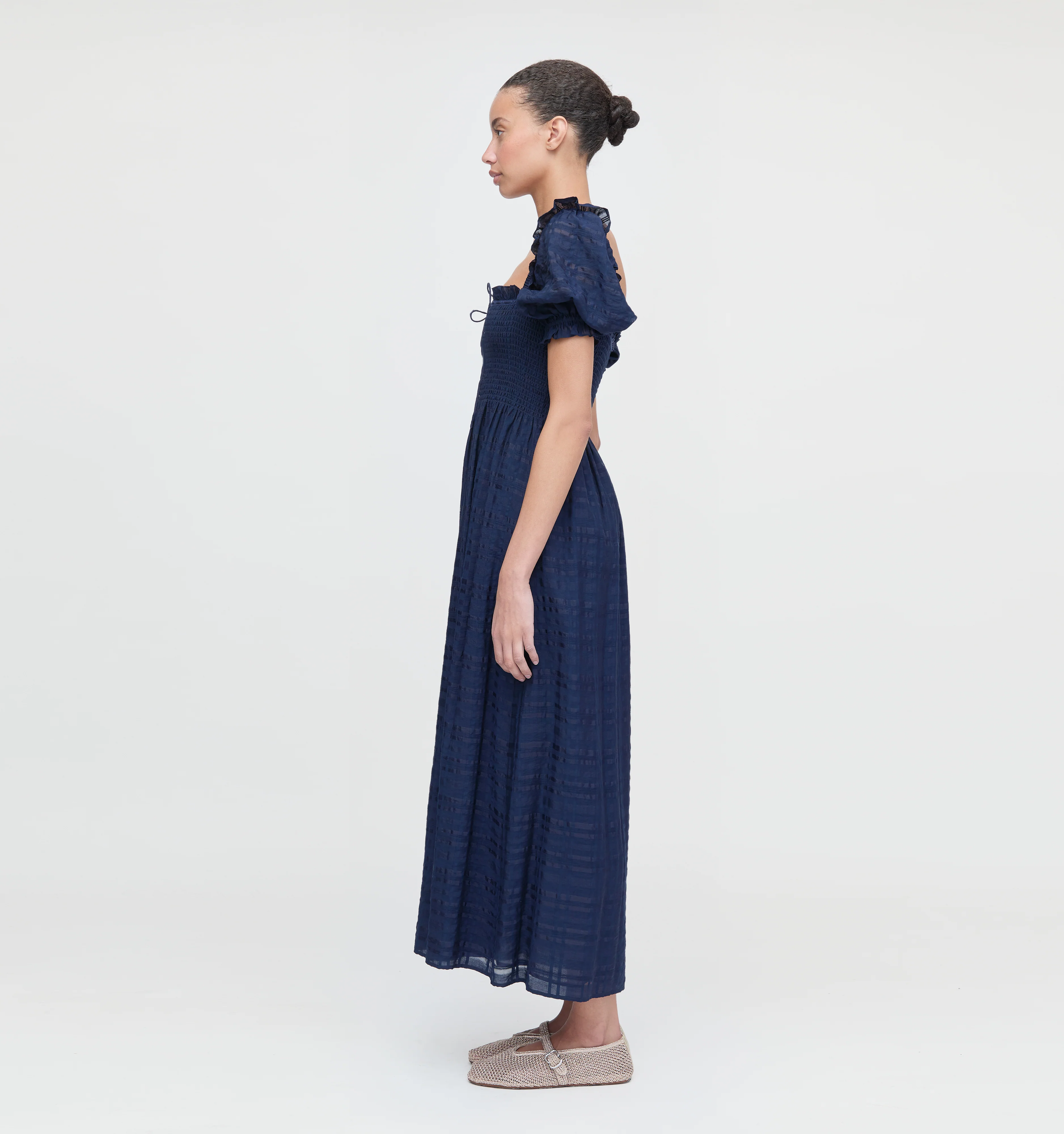 The Scarlett Nap Dress - Navy Sheer Plaid - Image 4