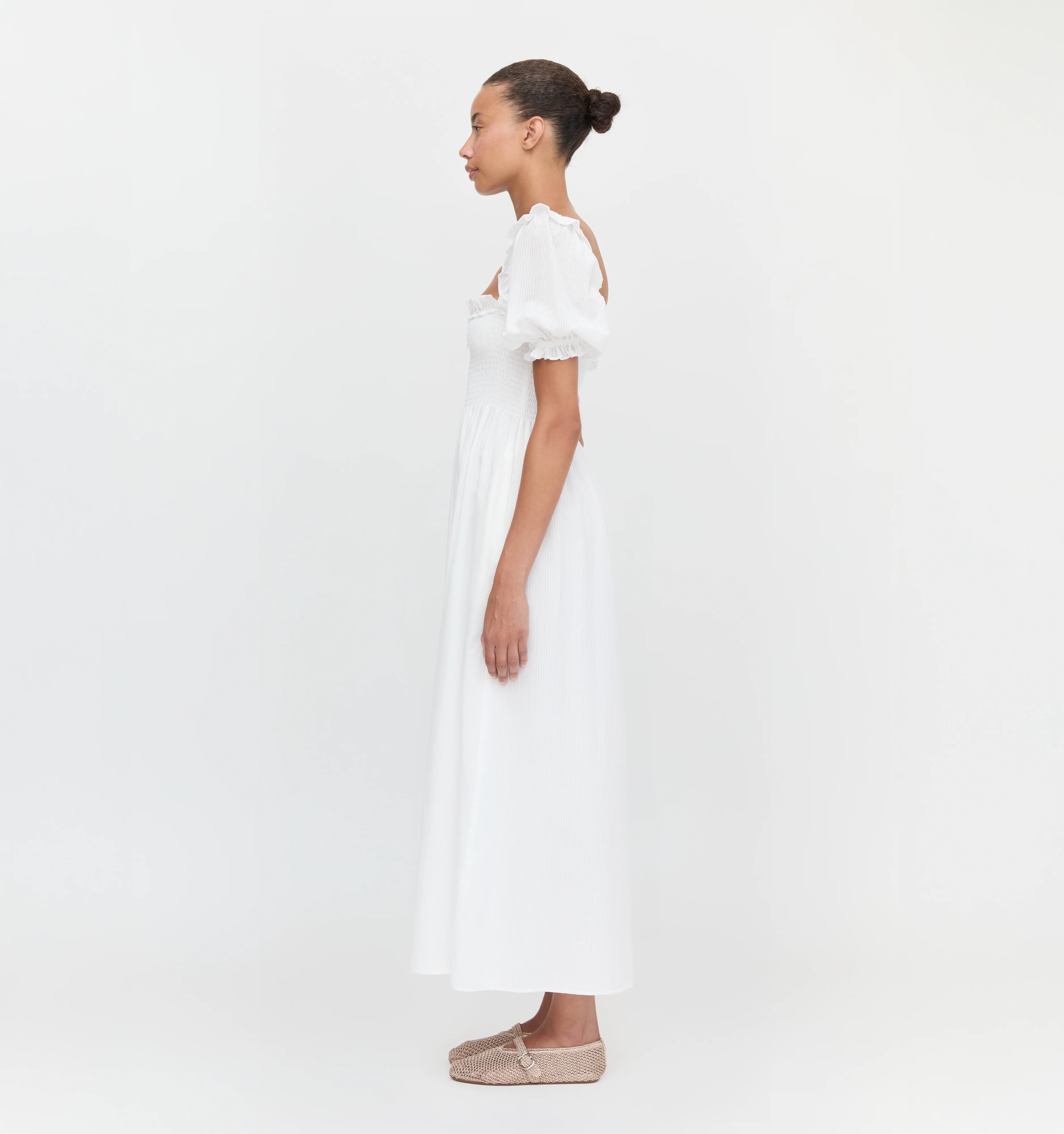 The Scarlett Nap Dress - White Shadow Stripe - Image 3