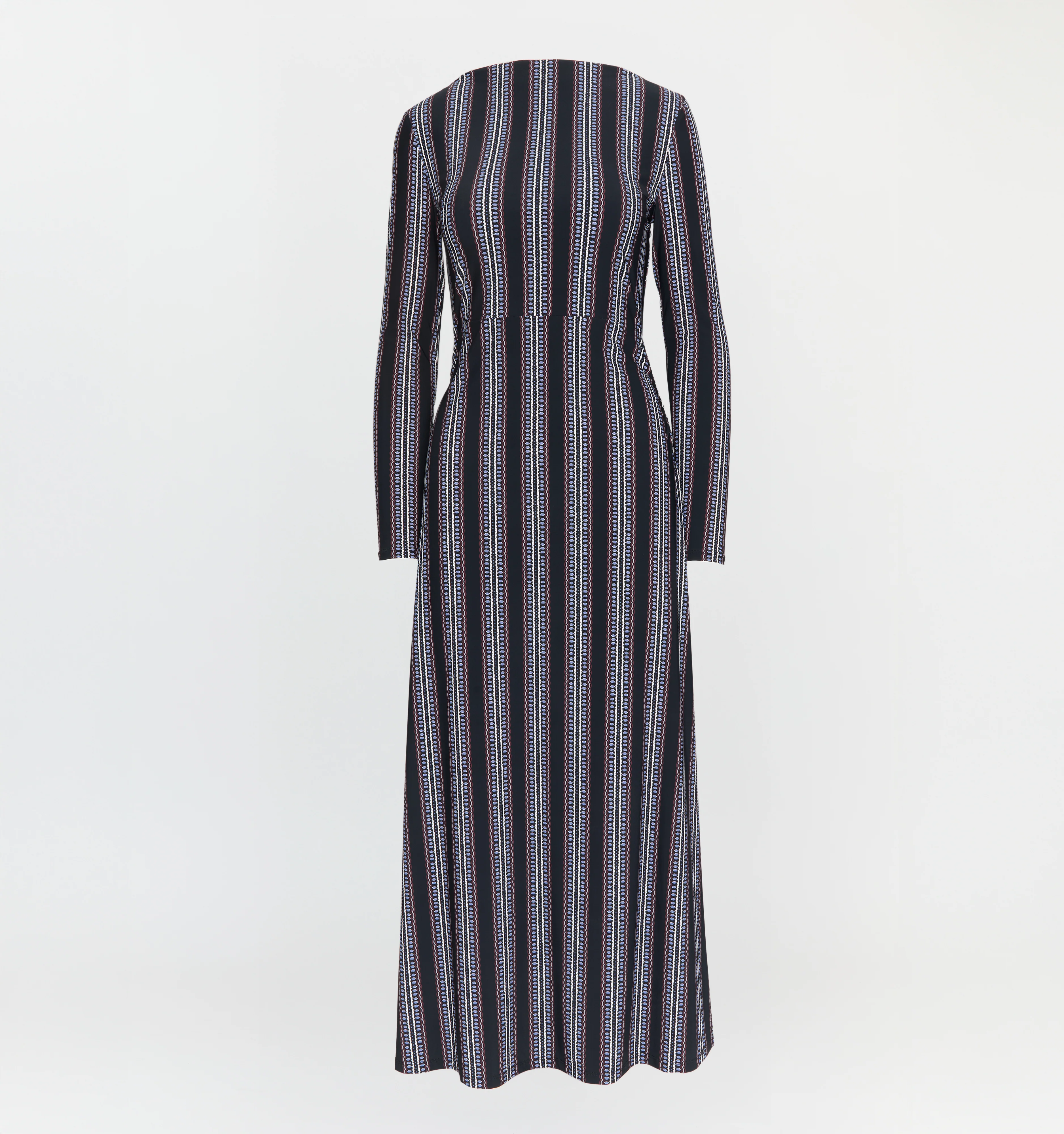 The Selene Dress - Black Cobalt Medallion Stripe - Image 5