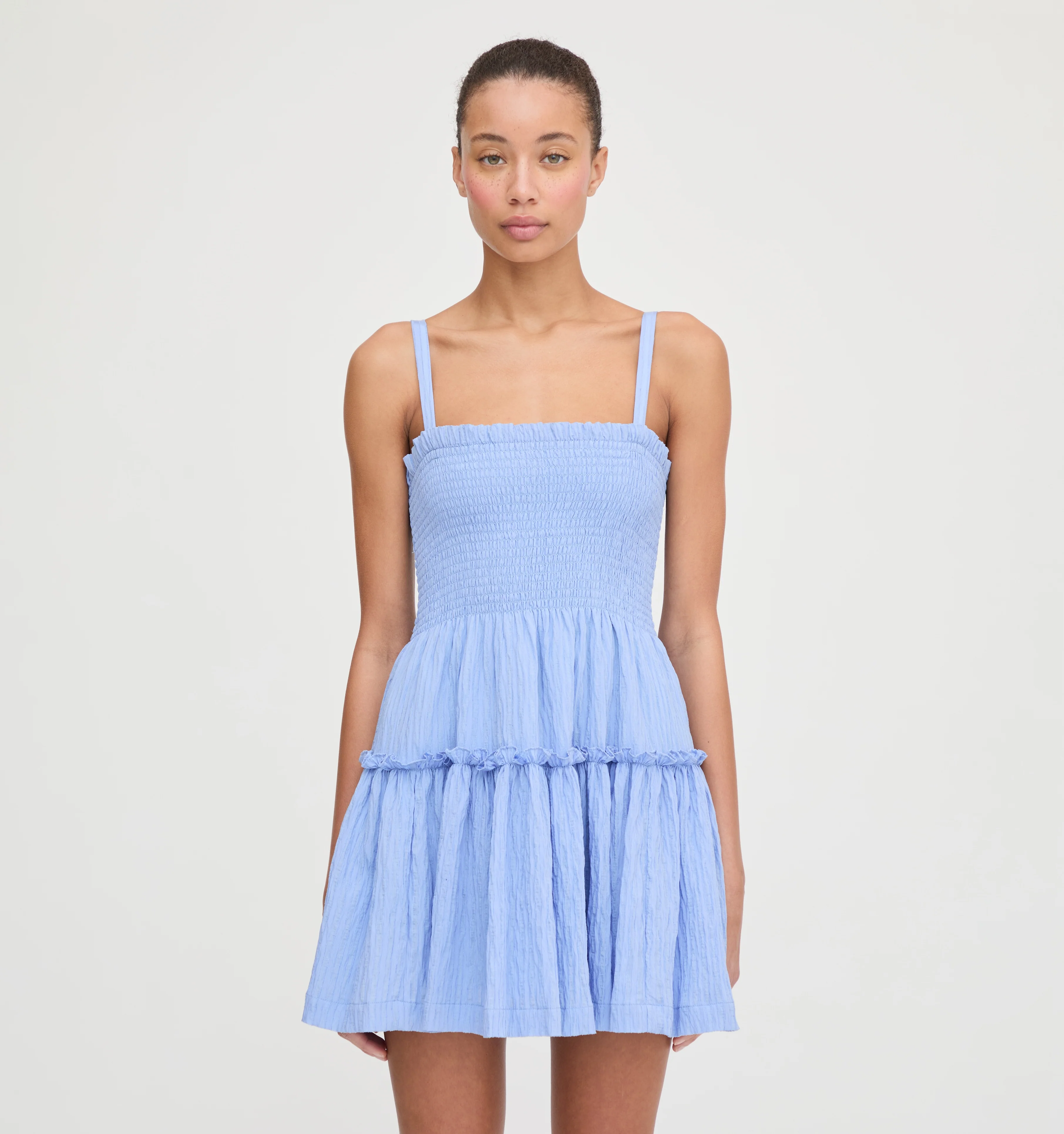 The Seraphina Mini Nap Dress - Bluebird Tonal Seersucker - Image 5