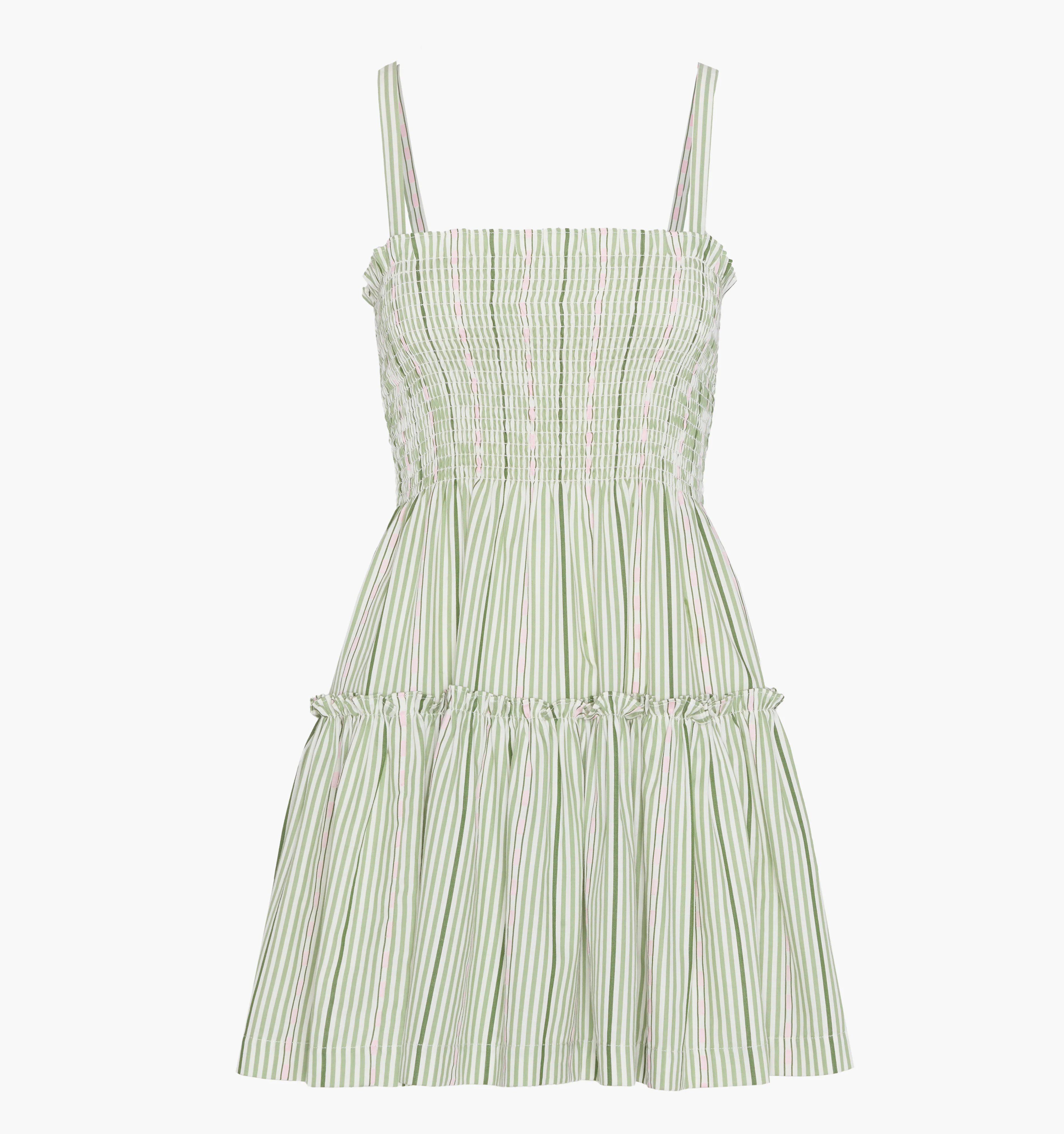 The Seraphina Mini Nap Dress - Green Jacquard Stripe - Image 5