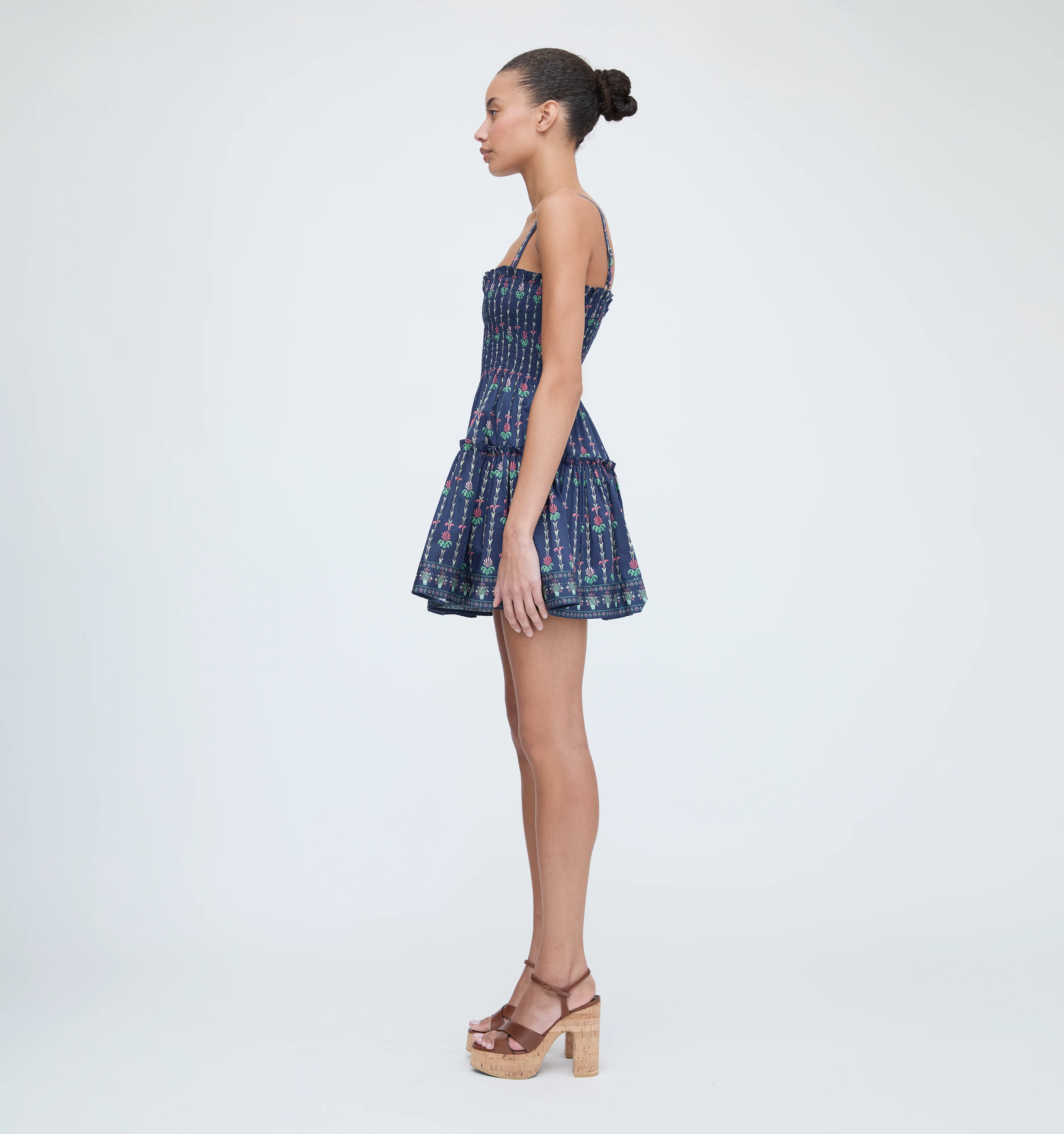 The Seraphina Mini Nap Dress - Navy Trailing Fern - Image 3