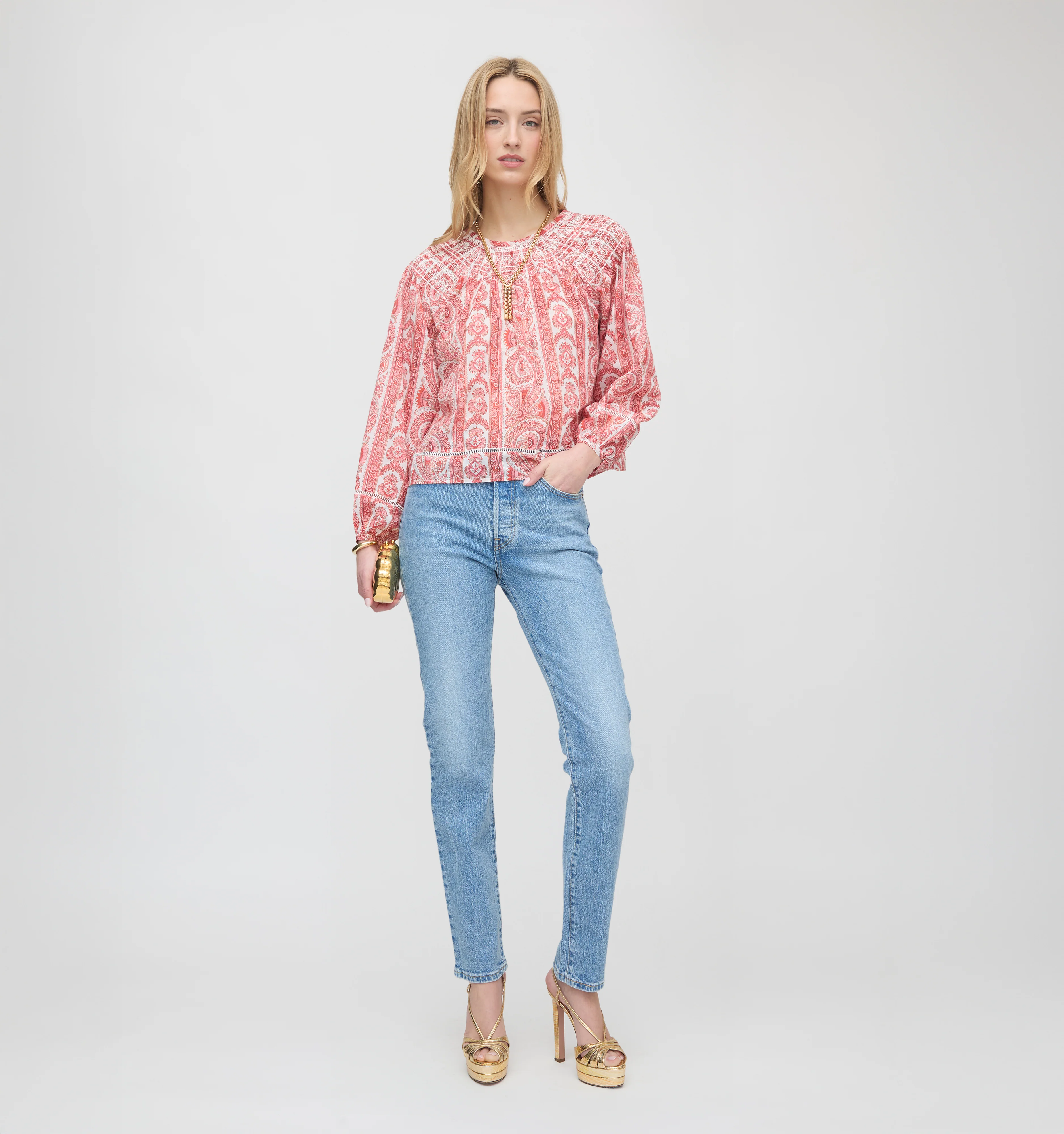 The Skye Top - Coral Corsica Paisley