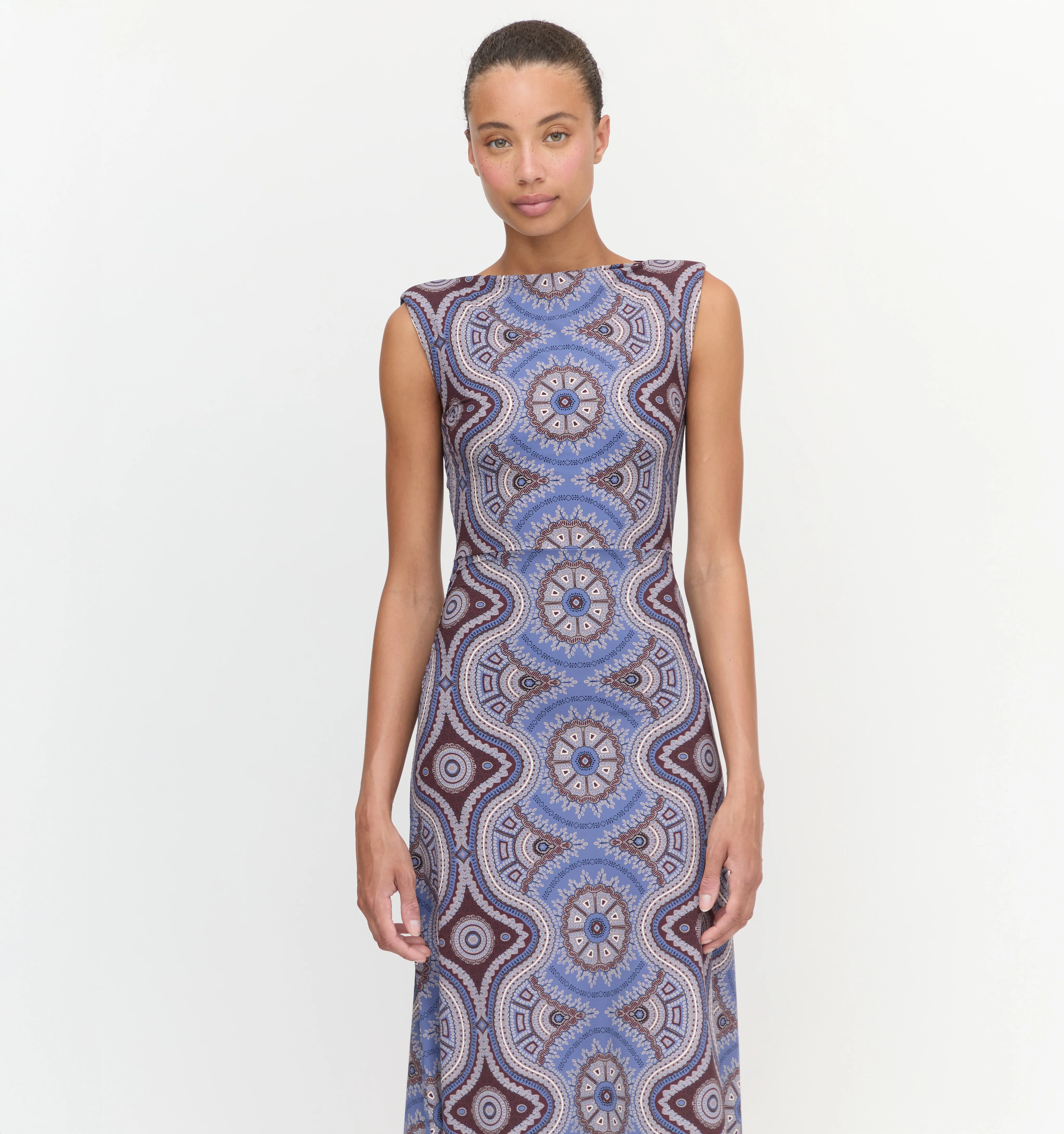 The Sloane Dress - Brown Cobalt Medallion - Image 2