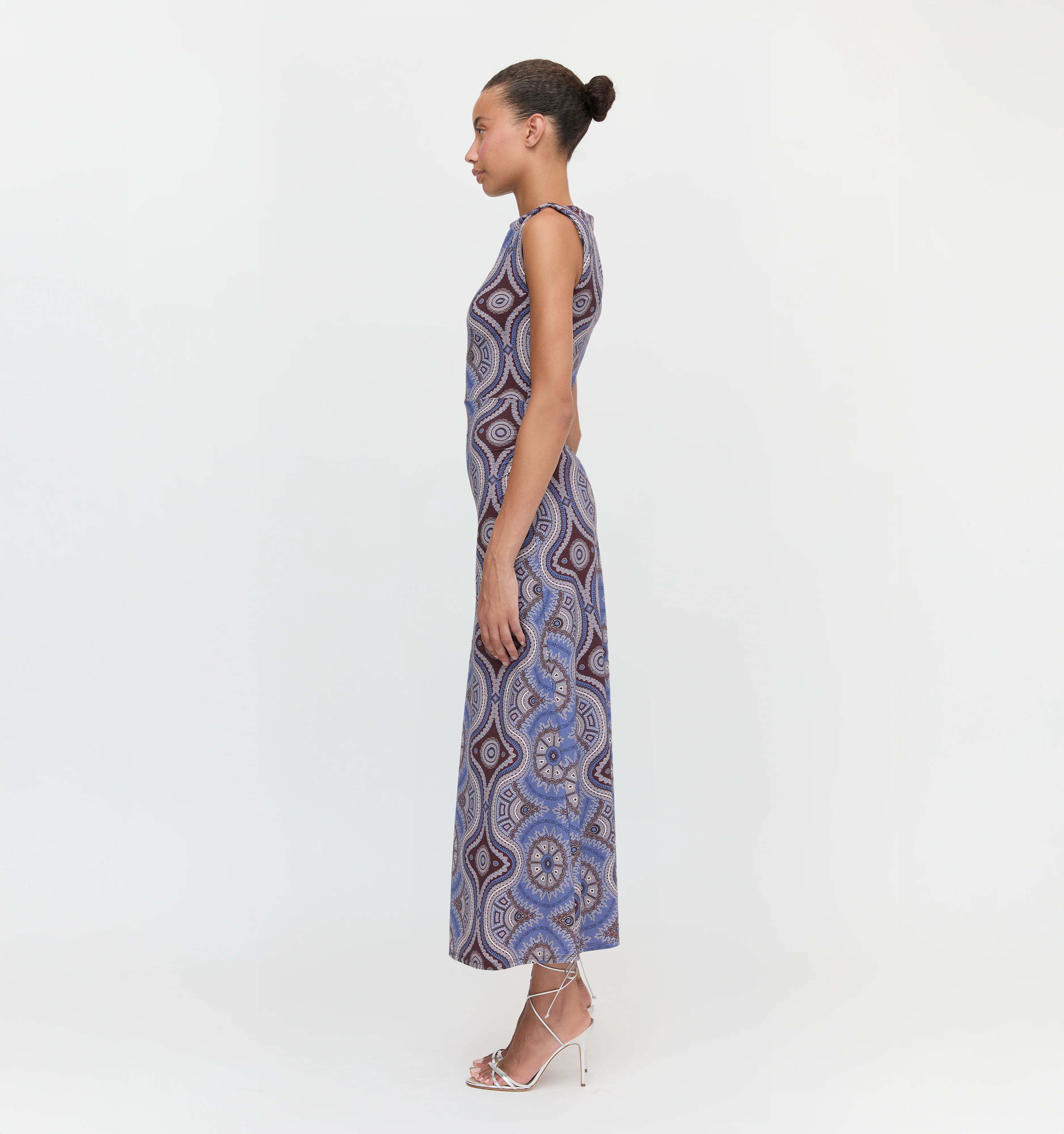 The Sloane Dress - Brown Cobalt Medallion - Image 3