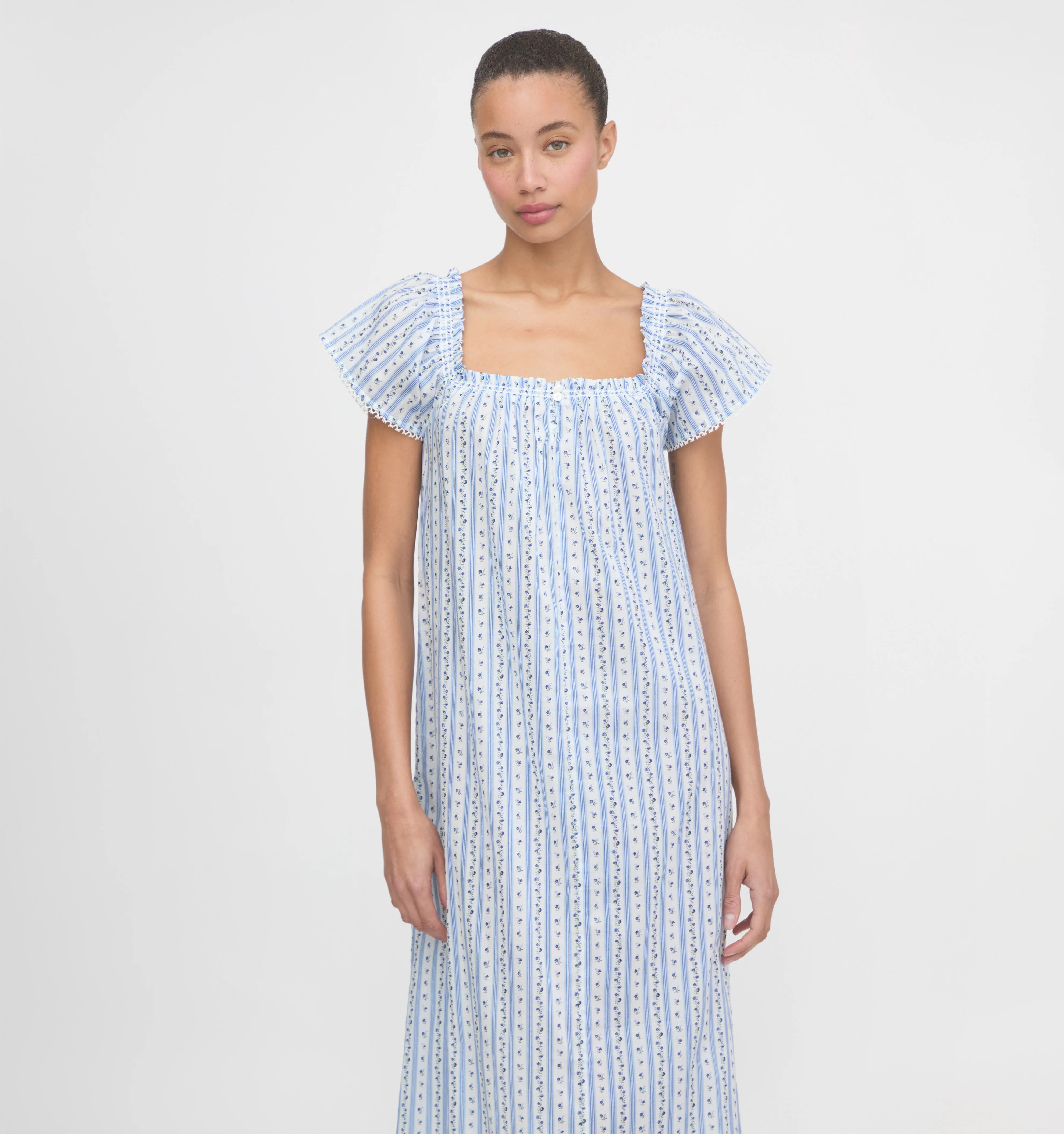 The Therese Nightgown - Blue Petal Stripe - Image 2
