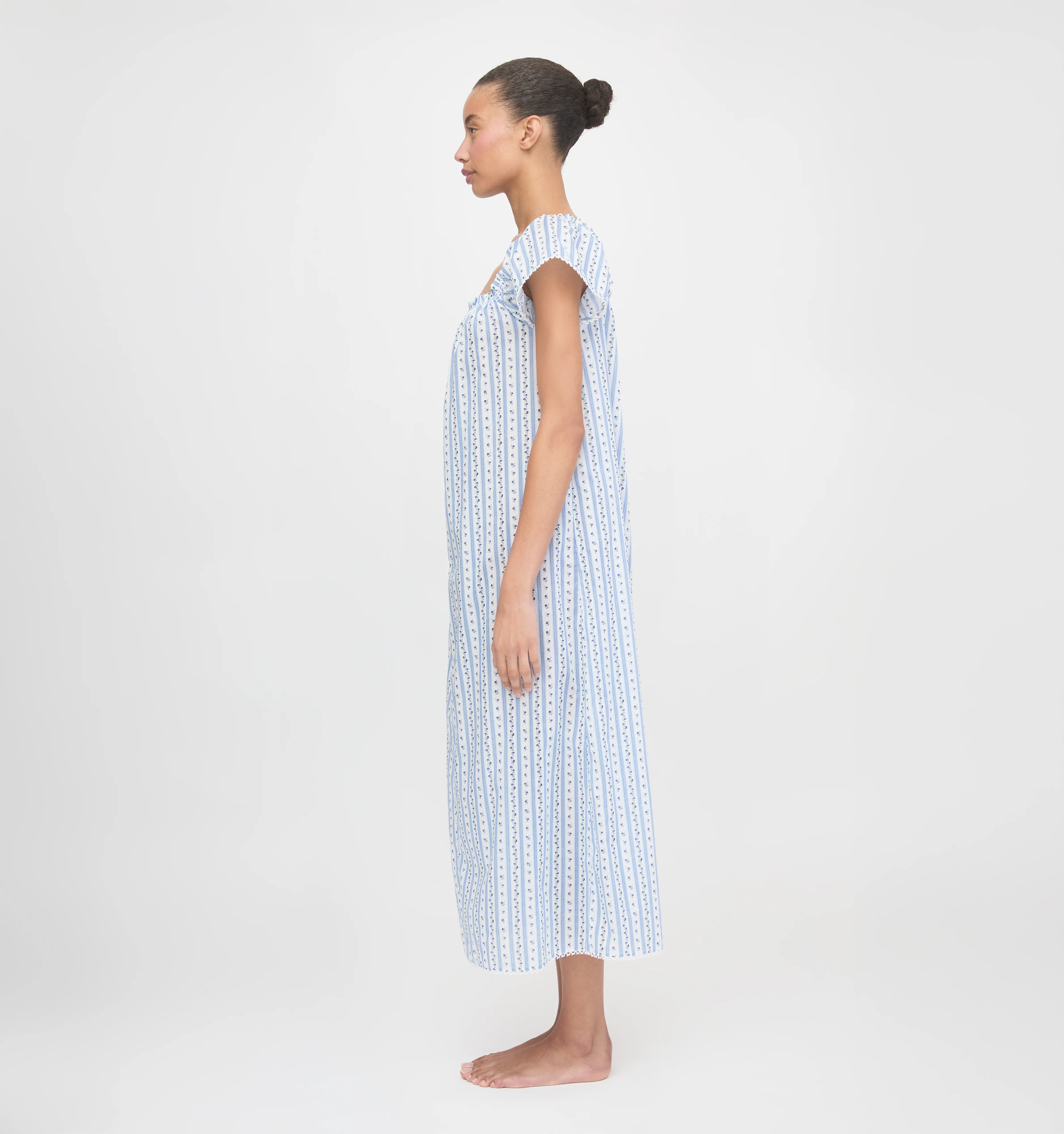 The Therese Nightgown - Blue Petal Stripe - Image 3