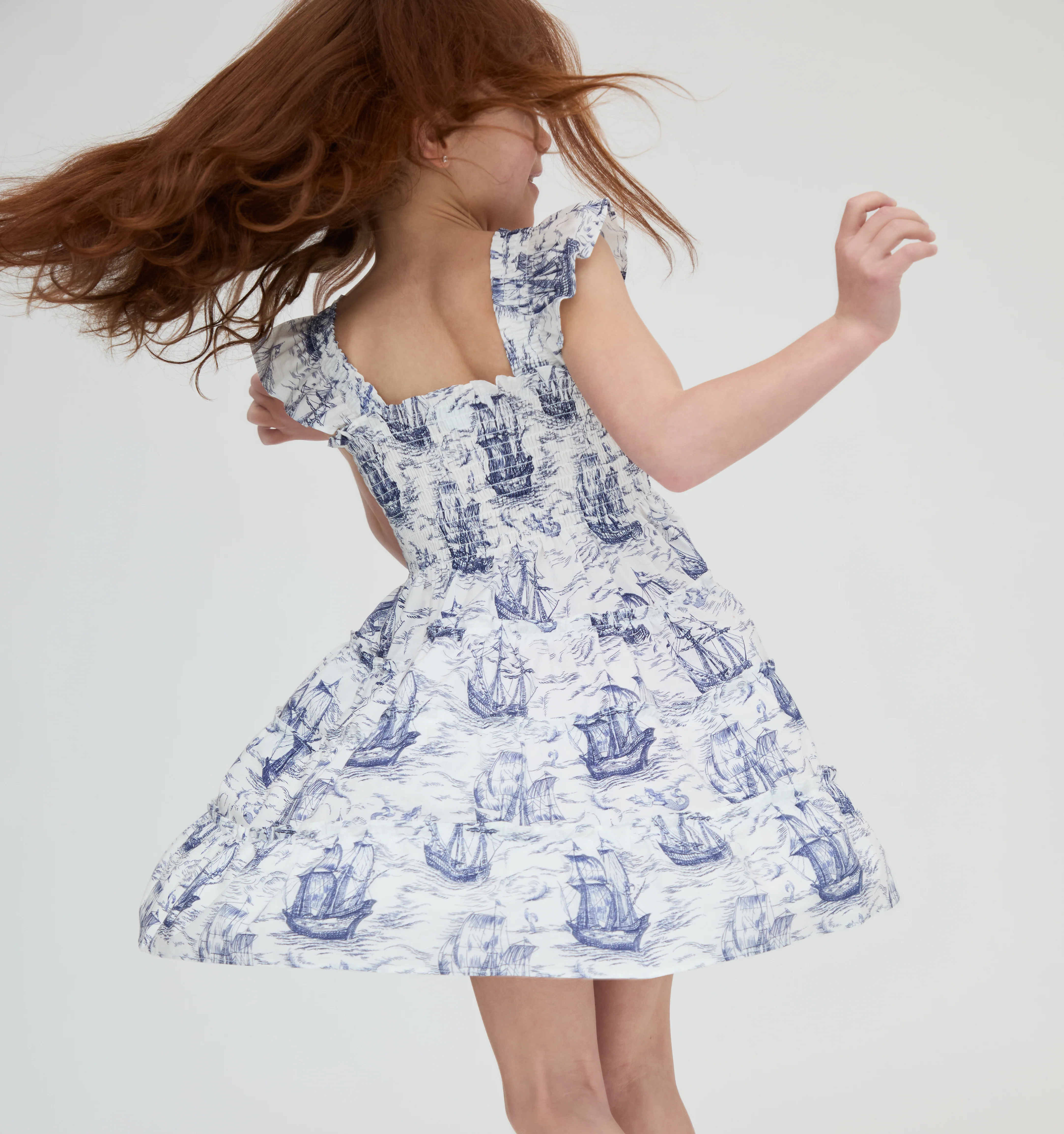 The Tiny Ellie Nap Dress - Navy Mariner's Toile - Image 3