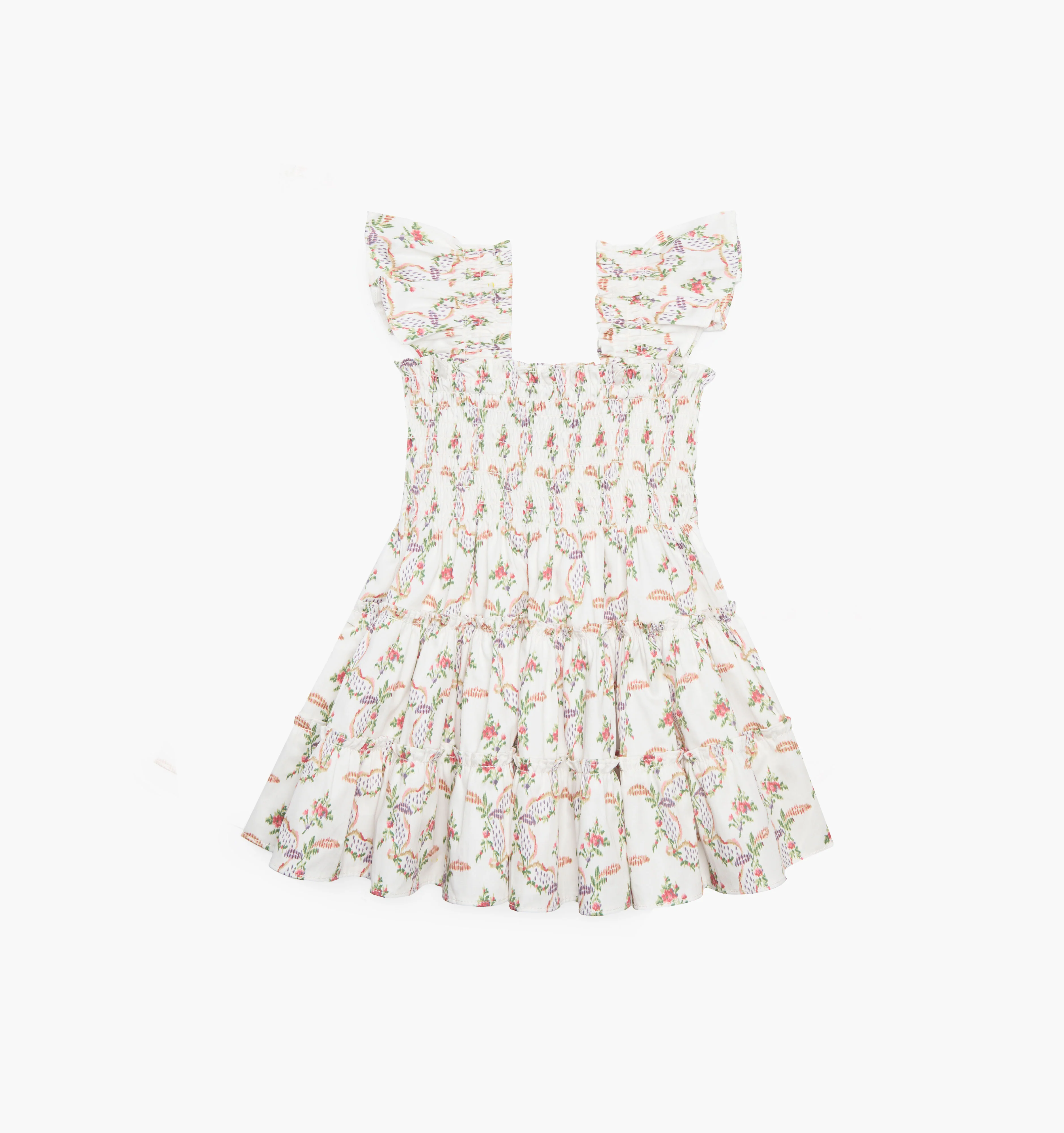 The Tiny Ellie Nap Dress - Pink Ribbon Rose Ikat - Image 4
