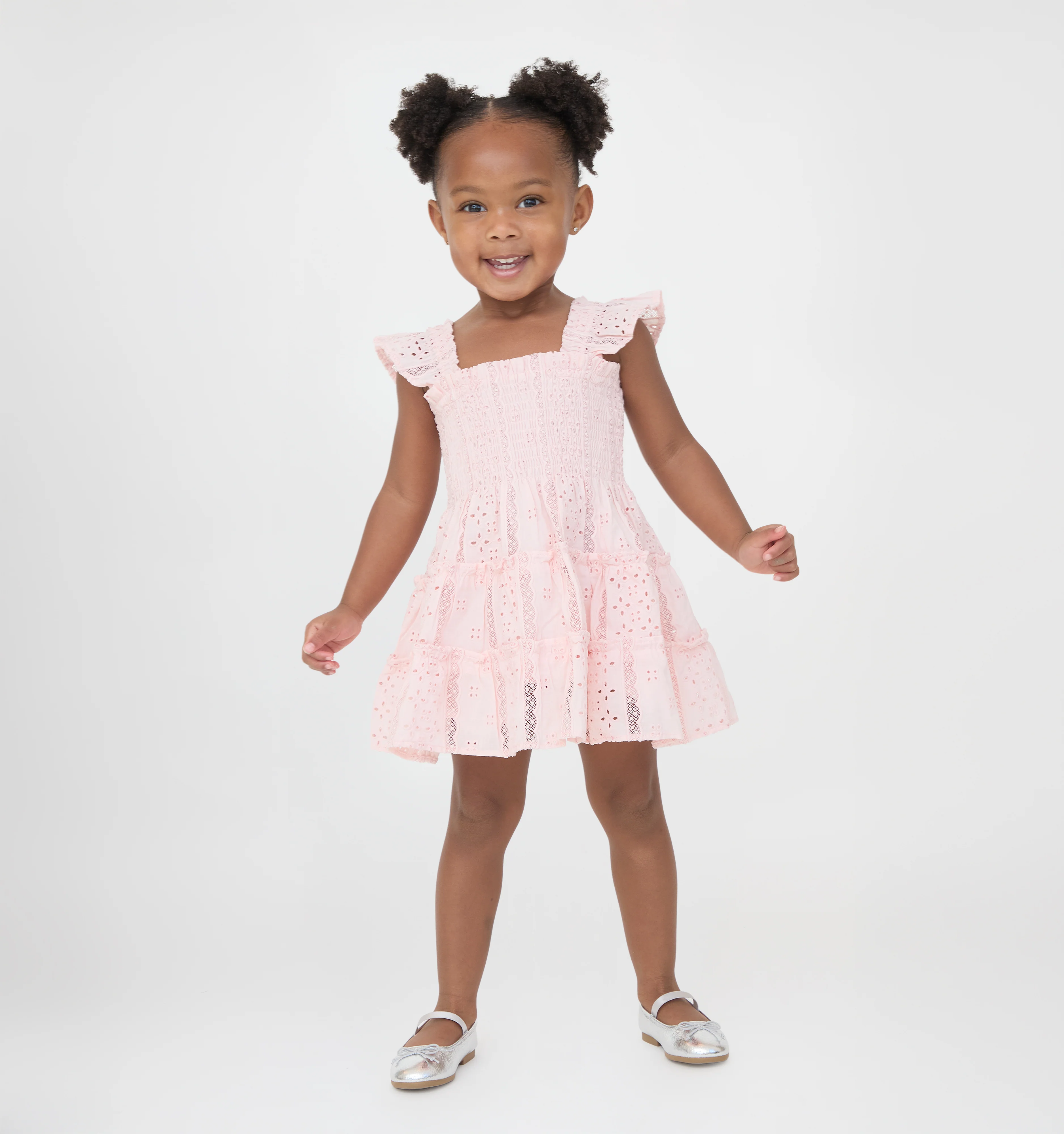 The Baby Ellie Nap Dress - Pink Broderie Voile - Image 2